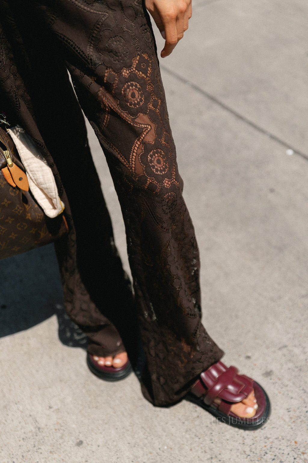 YASAlmi HW scarf lace pant coffee bean