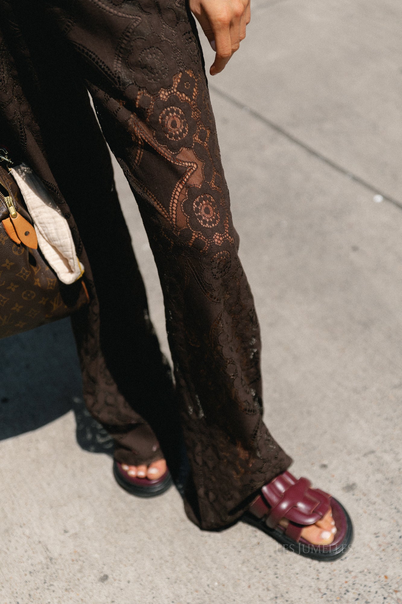 YASAlmi HW scarf lace pant coffee bean