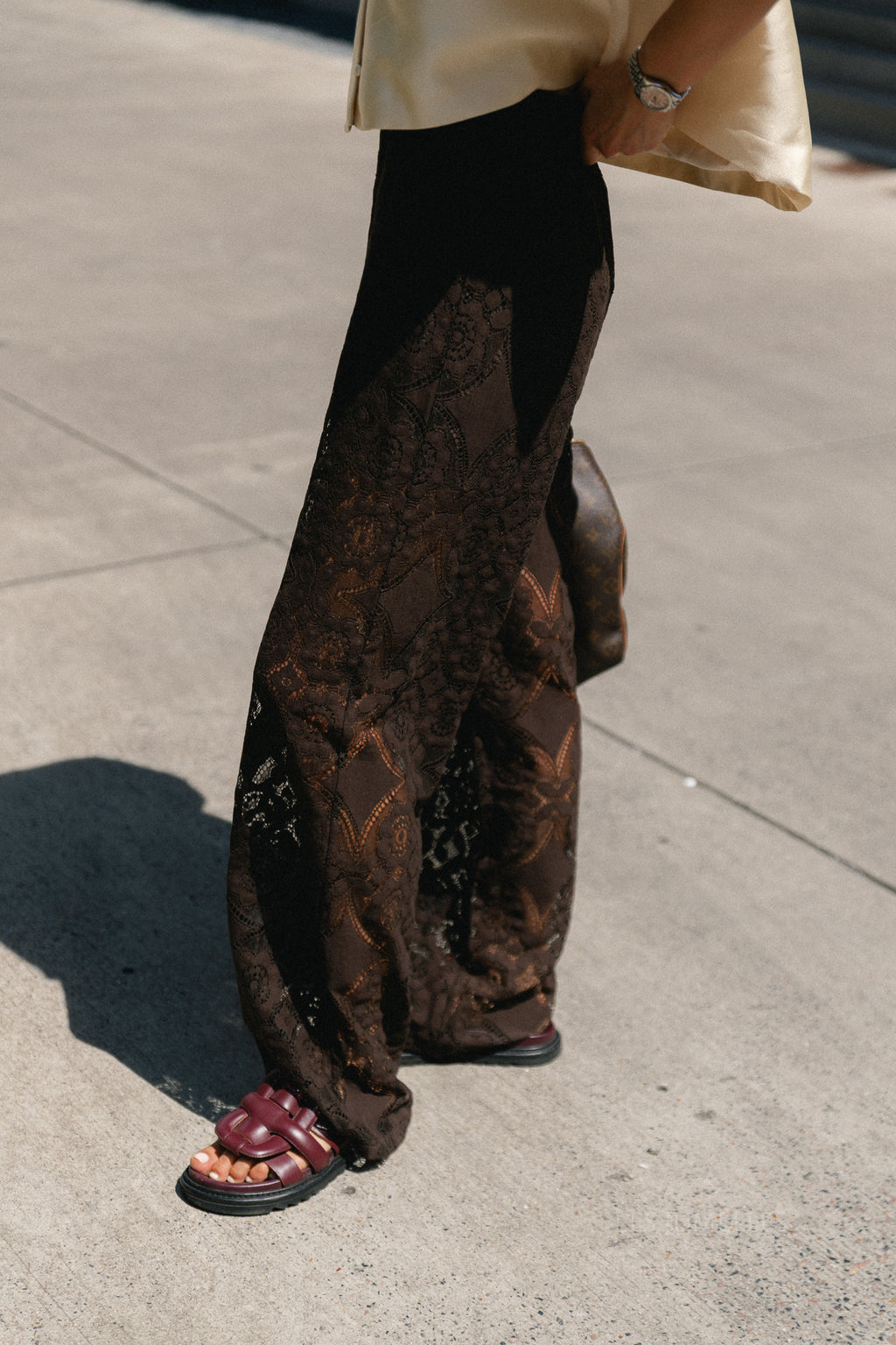 YASAlmi HW scarf lace pant coffee bean