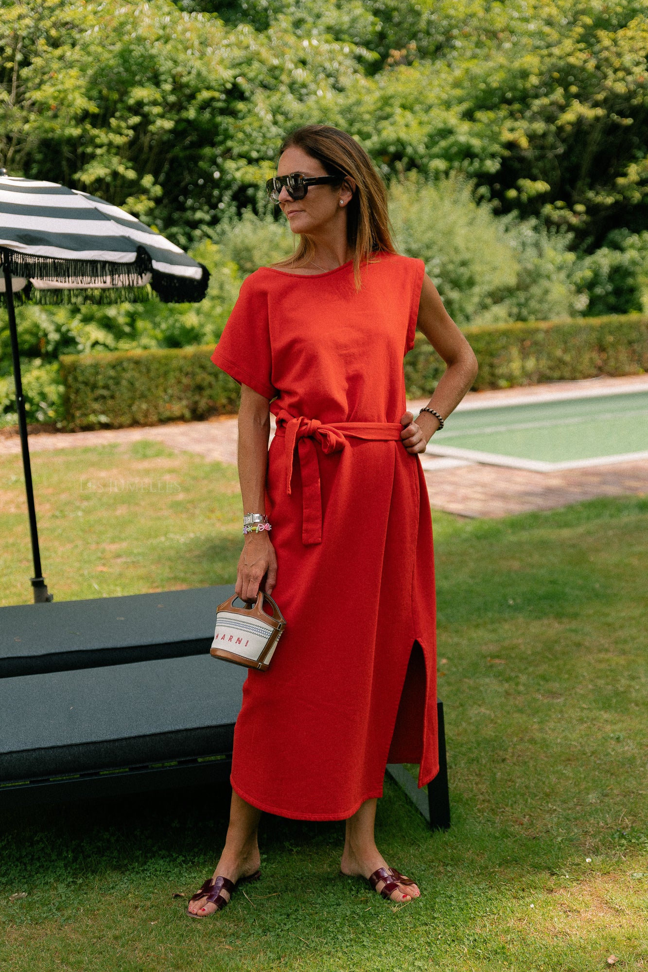 Freya long dress mandarin red