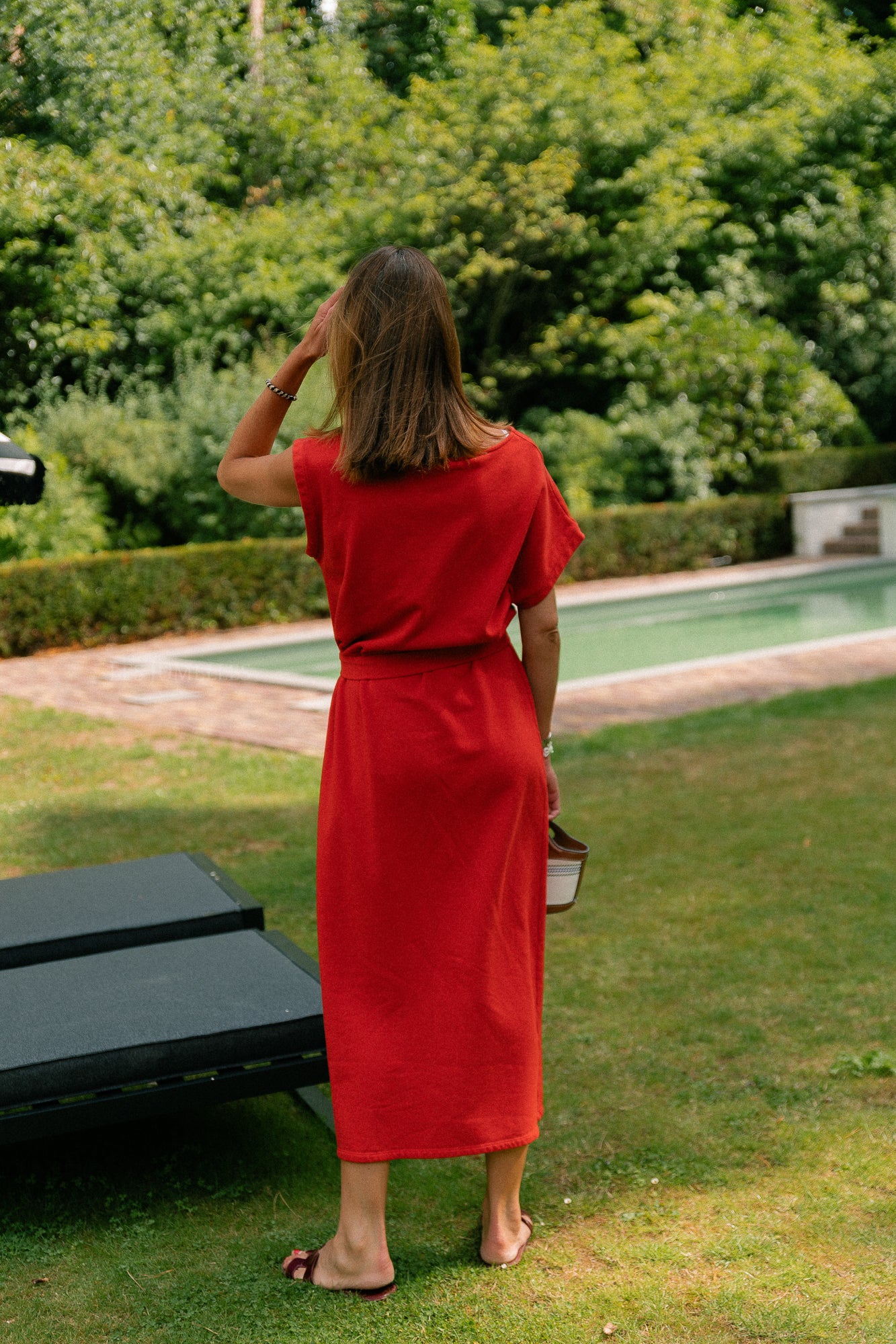 Freya long dress mandarin red