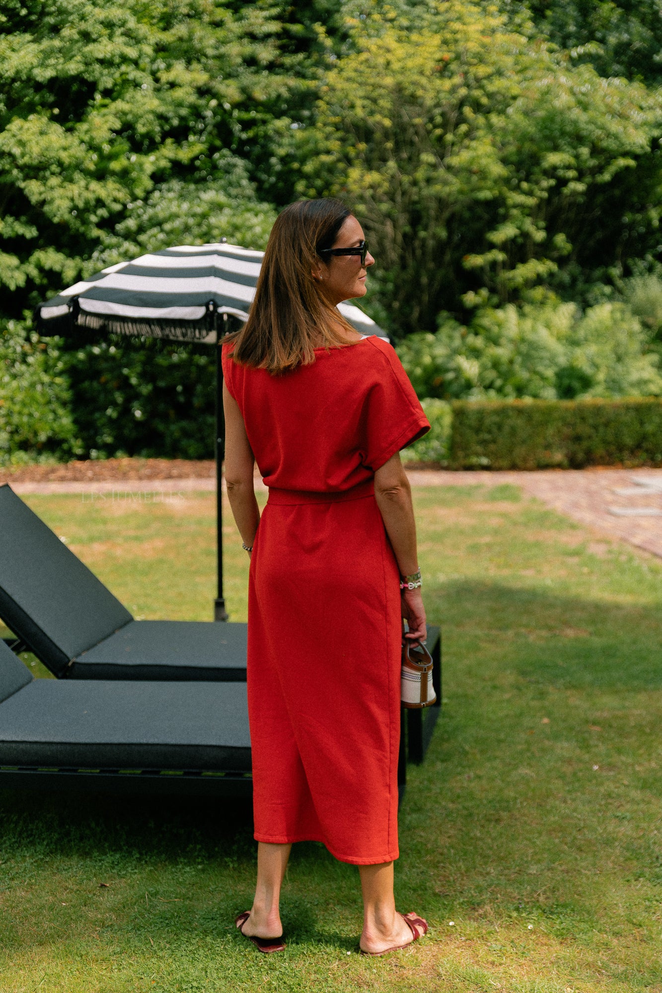 Freya long dress mandarin red