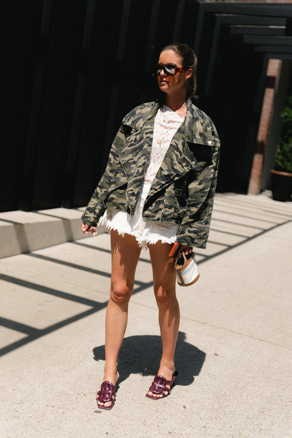 Sarah denim jack camouflage print
