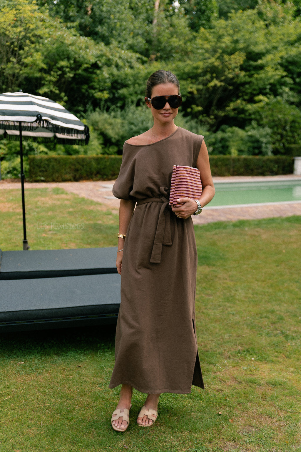 Freya long dress brown