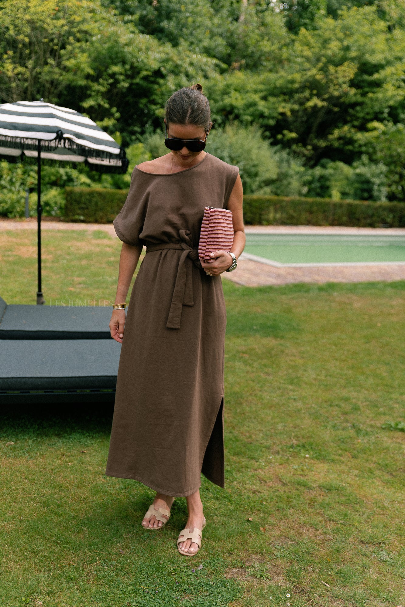 Freya long dress brown