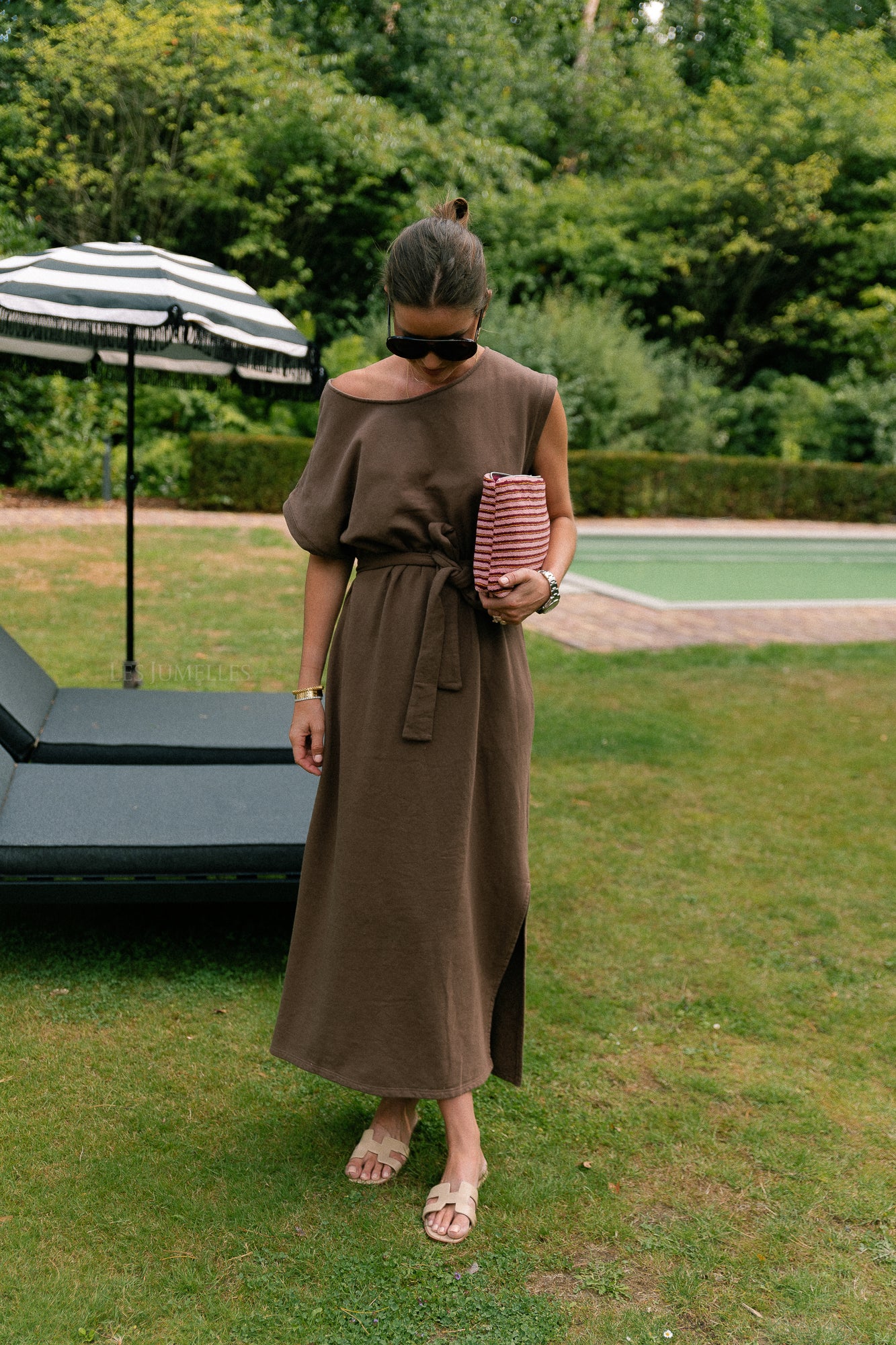 Freya long dress brown