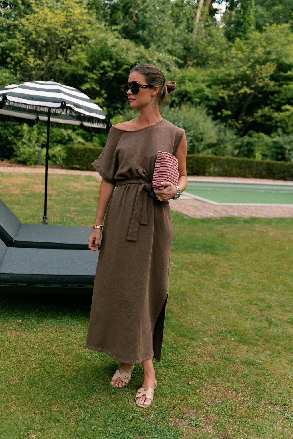 Freya long dress brown