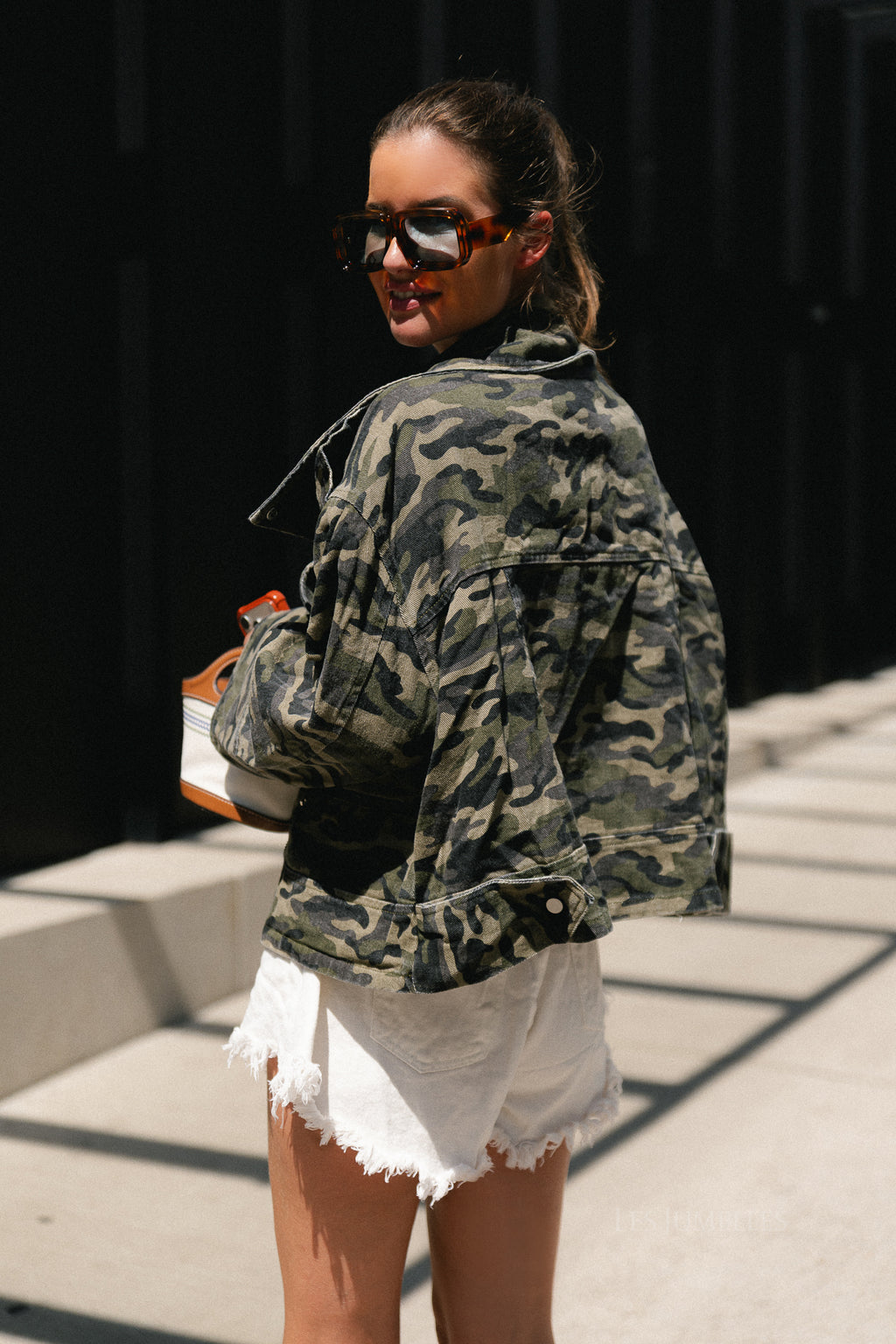 Sarah denim jack camouflage print