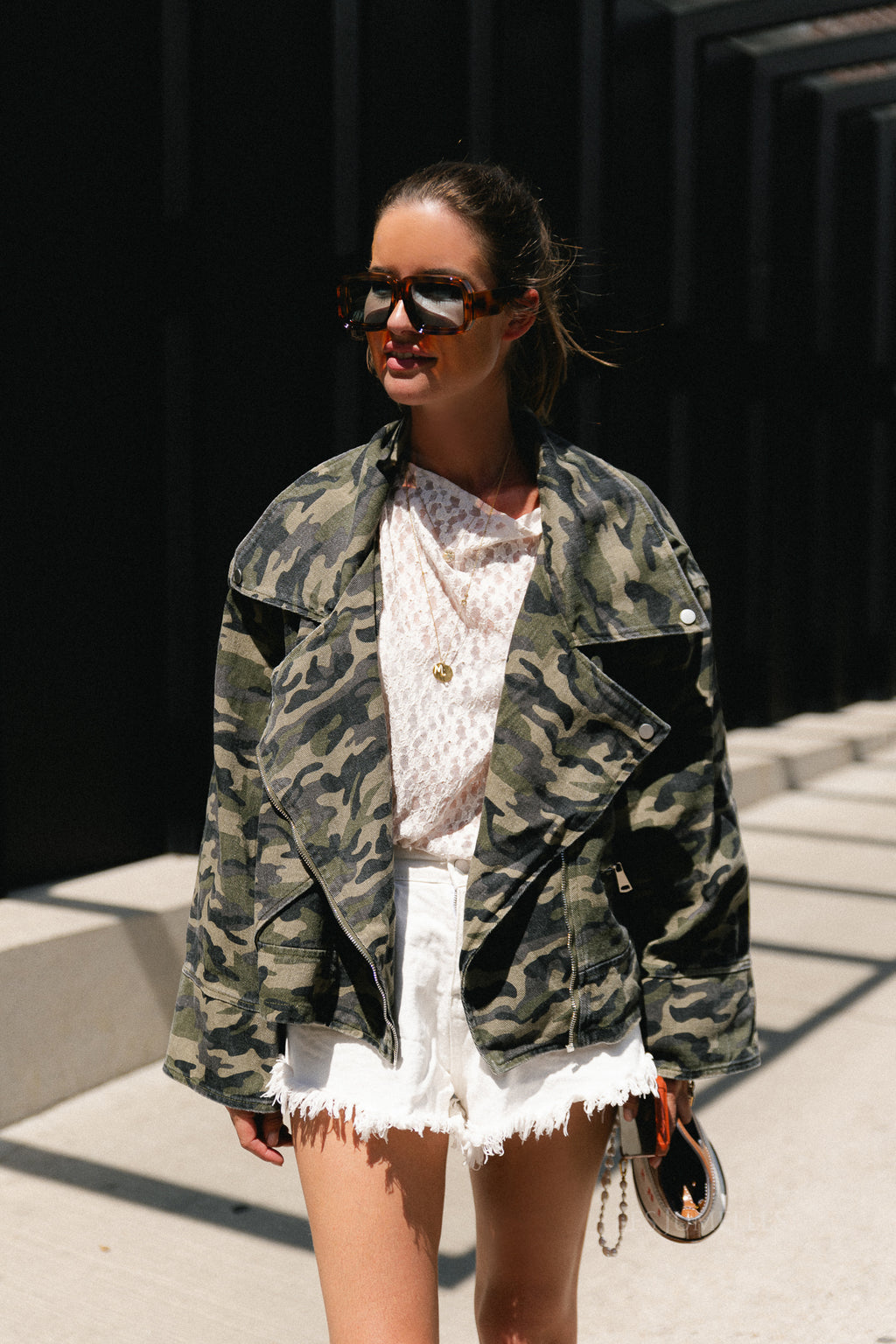 Sarah denim jack camouflage print