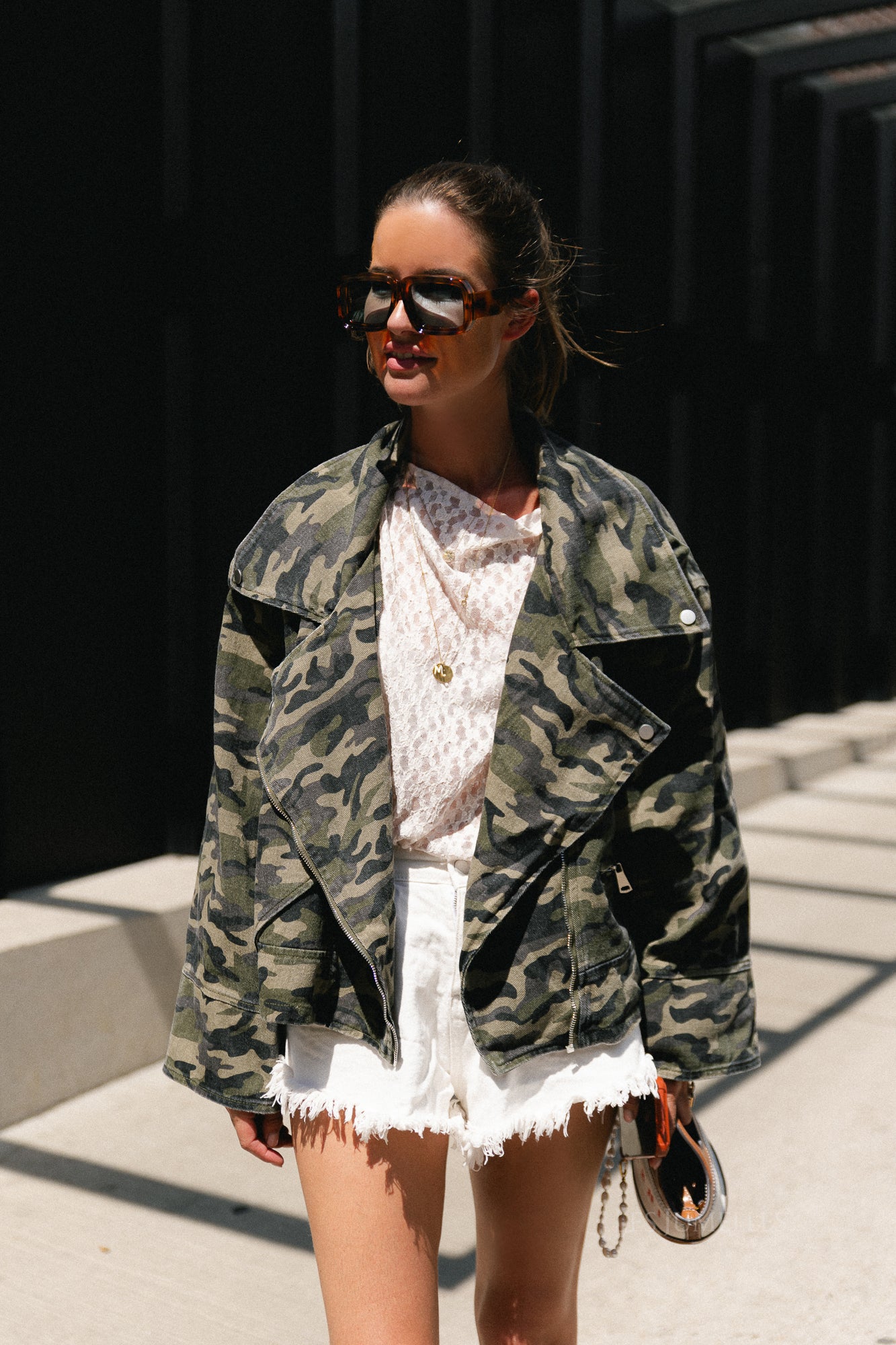 Sarah denim jack camouflage print
