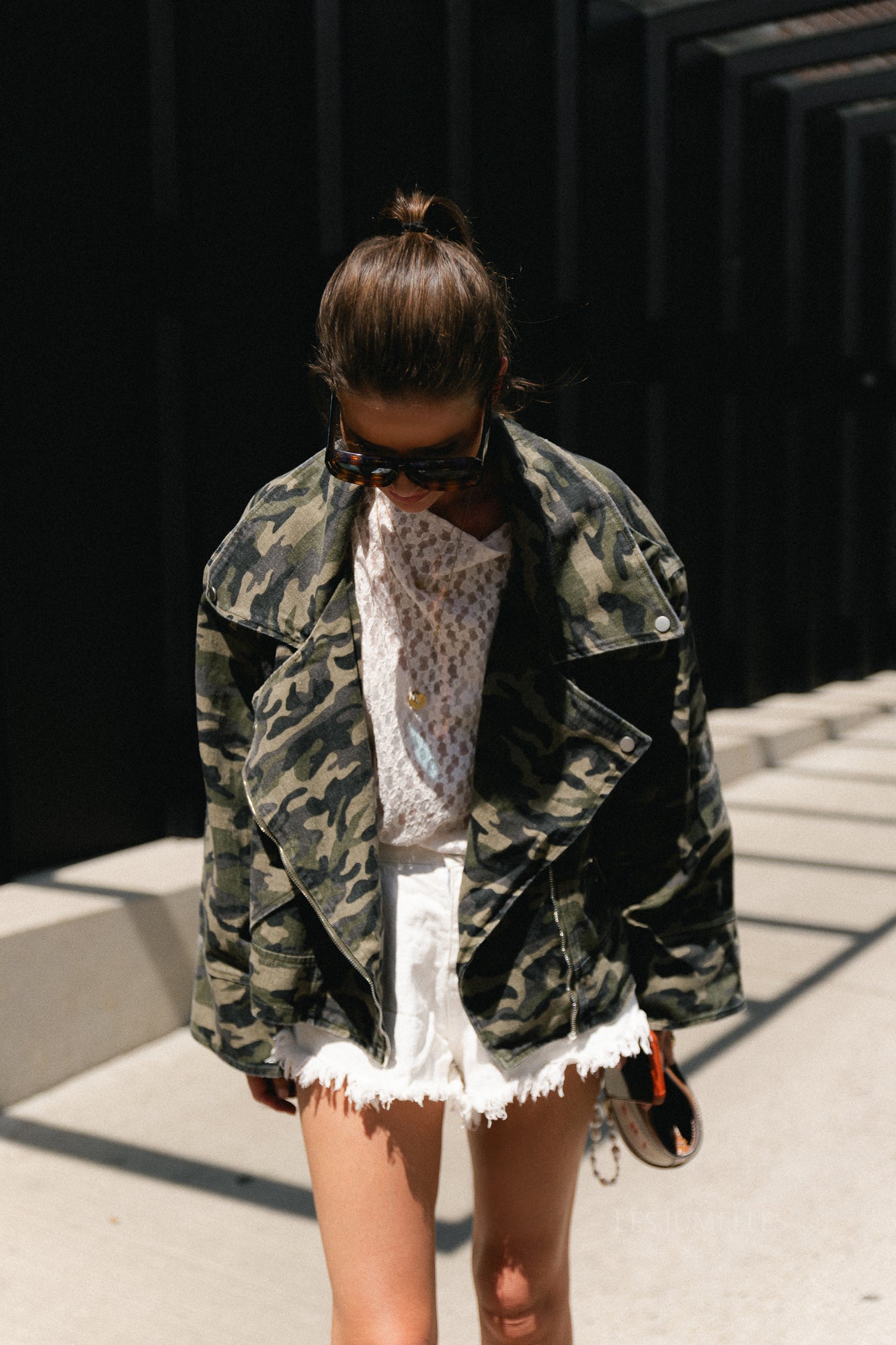 Sarah denim jack camouflage print