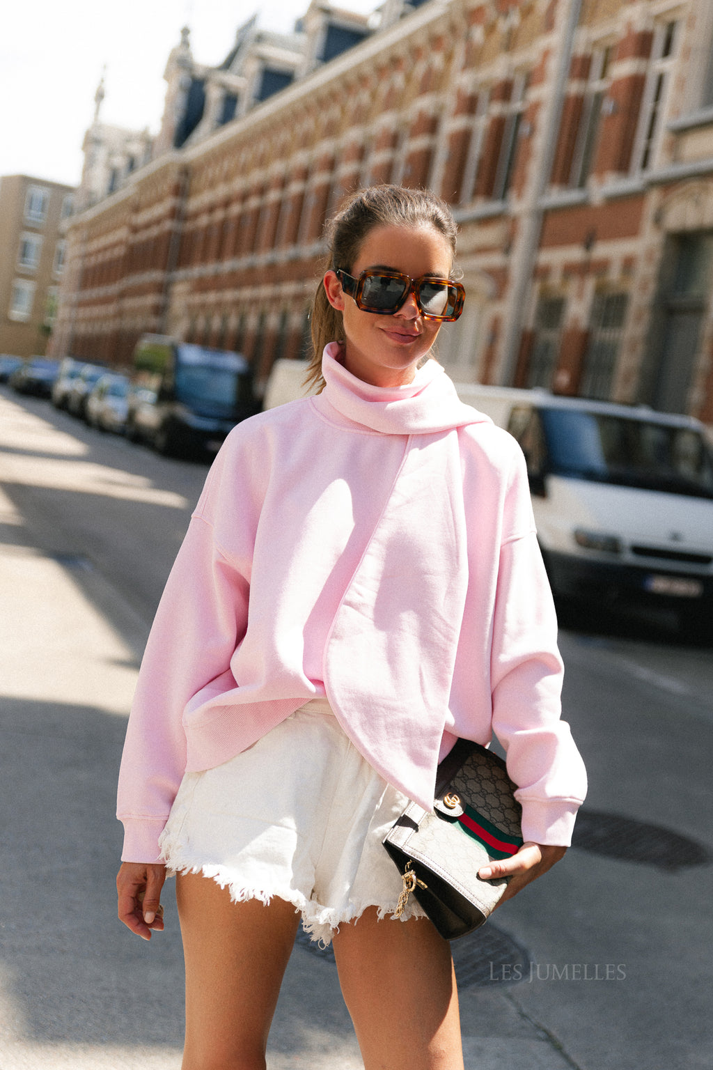 OBJArina LS tie sweatshirt roseate spoonbill