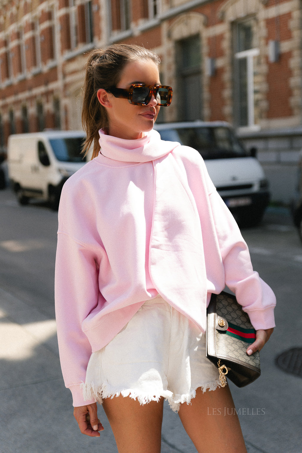 OBJArina LS tie sweatshirt roseate spoonbill
