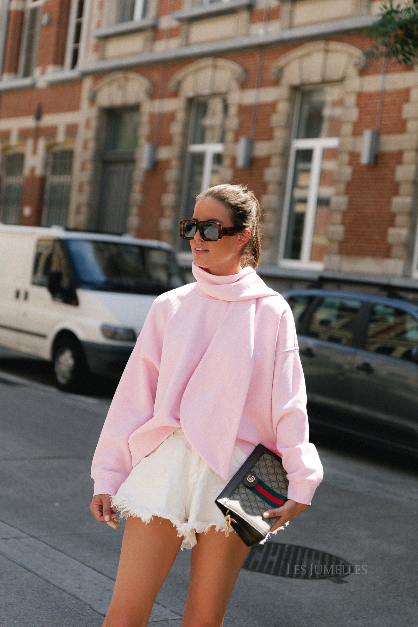 OBJArina LS tie sweatshirt roseate spoonbill
