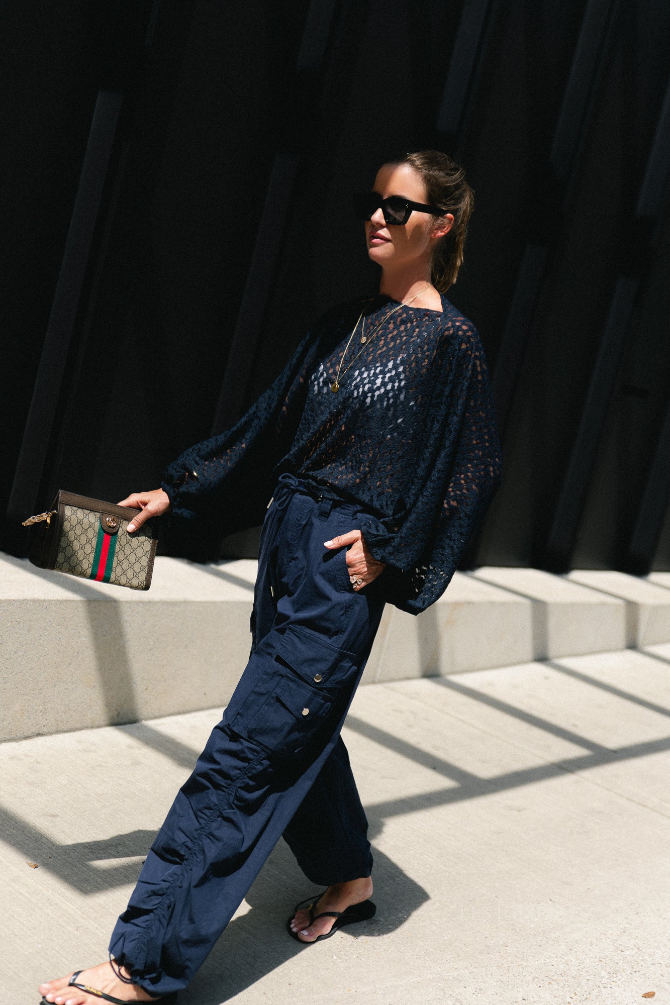 Monica lace blouse navy