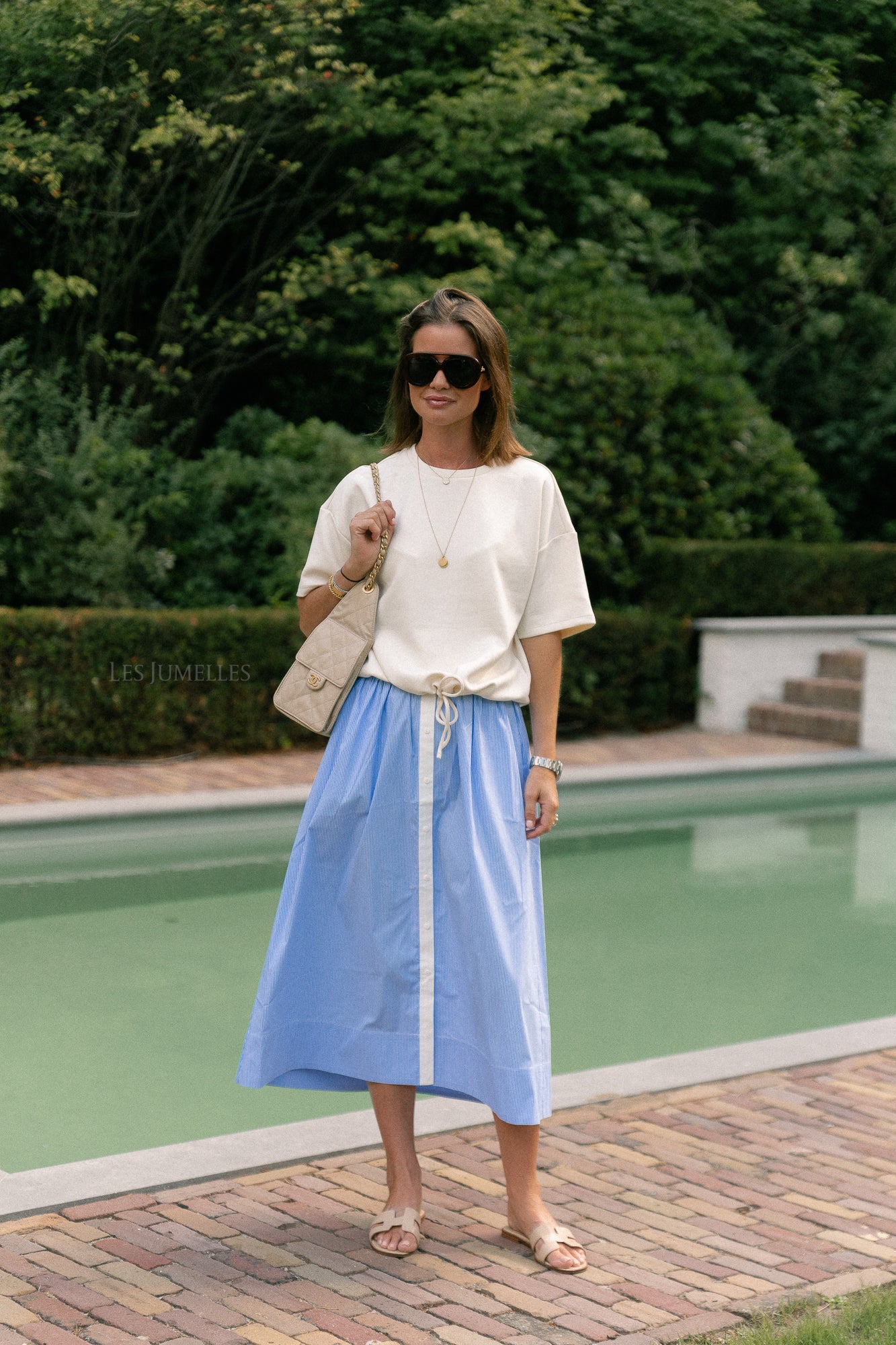 YASAbri HW long skirt vista blue/star white