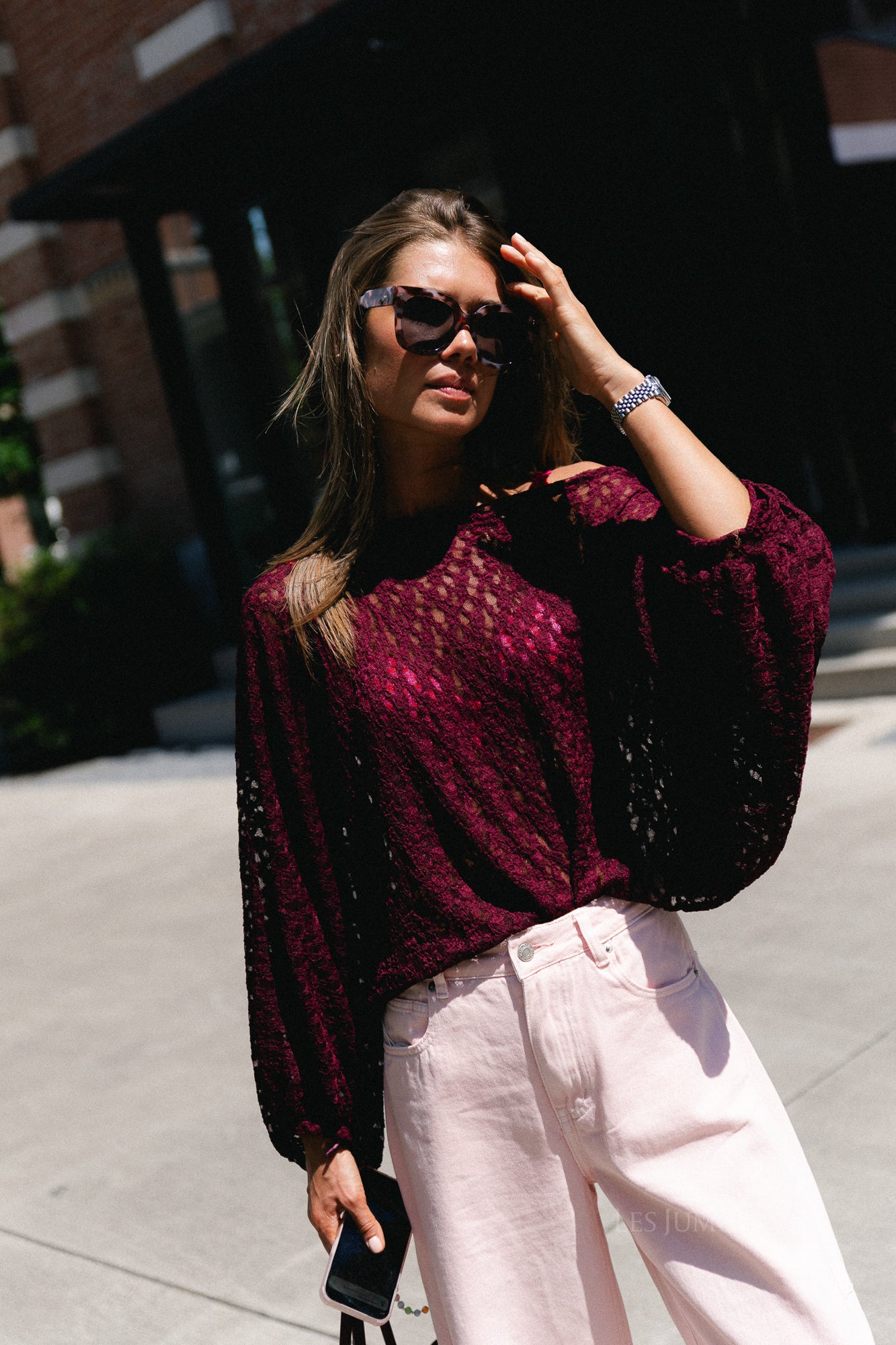 Monica lace blouse burgundy