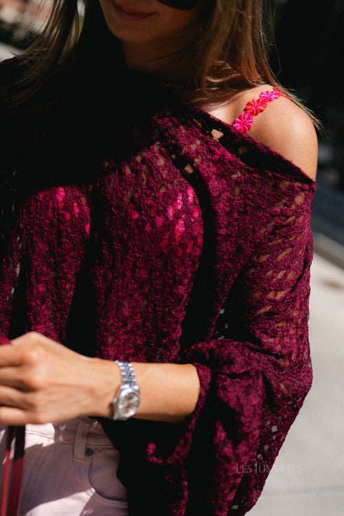 Monica lace blouse burgundy