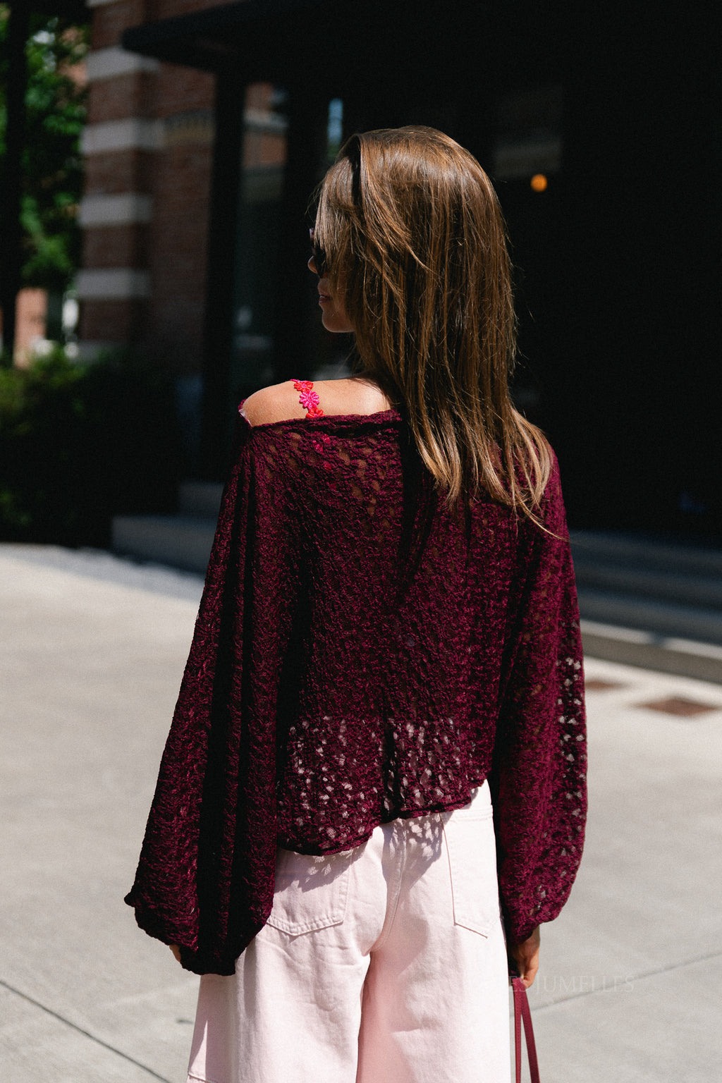 Monica lace blouse burgundy
