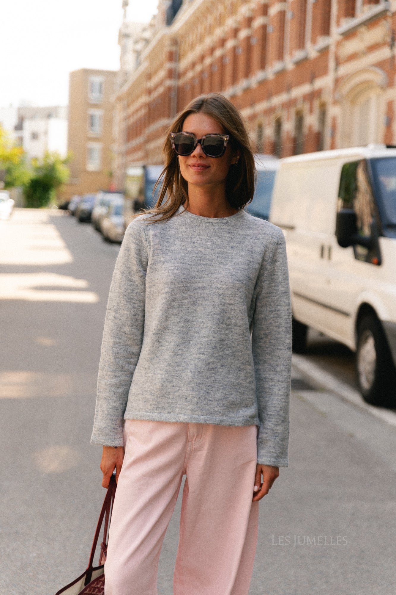 SLWLulu new LS knit O-neck light grey melange
