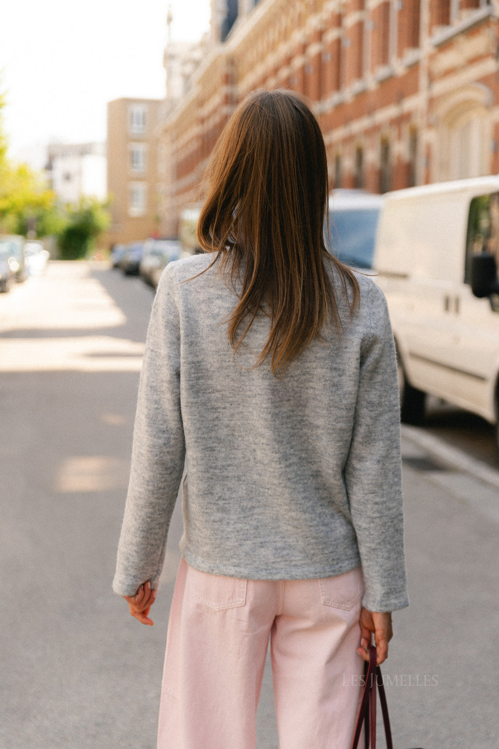 SLWLulu new LS knit O-neck light grey melange