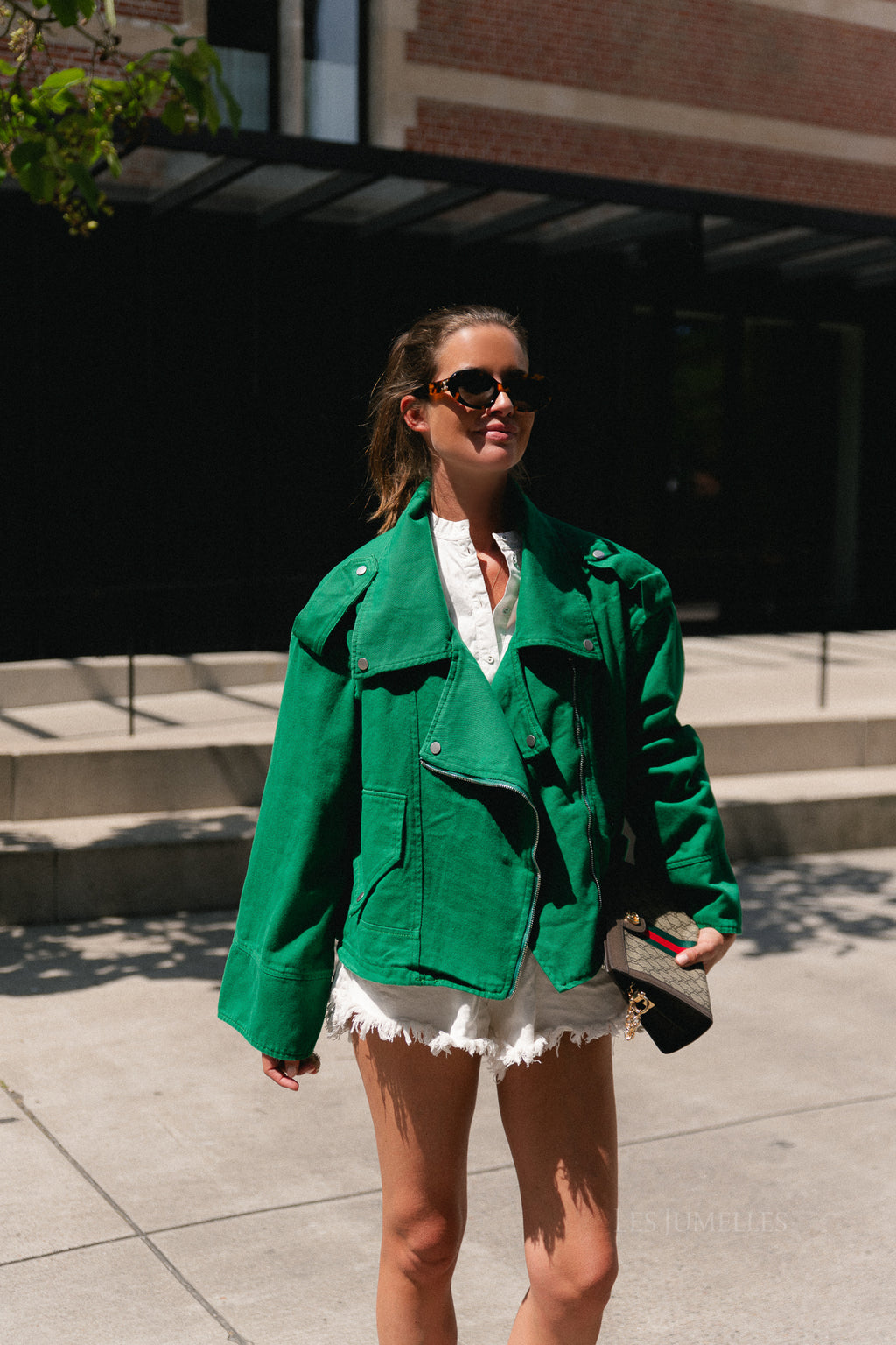 Sarah denim jack green tambourine