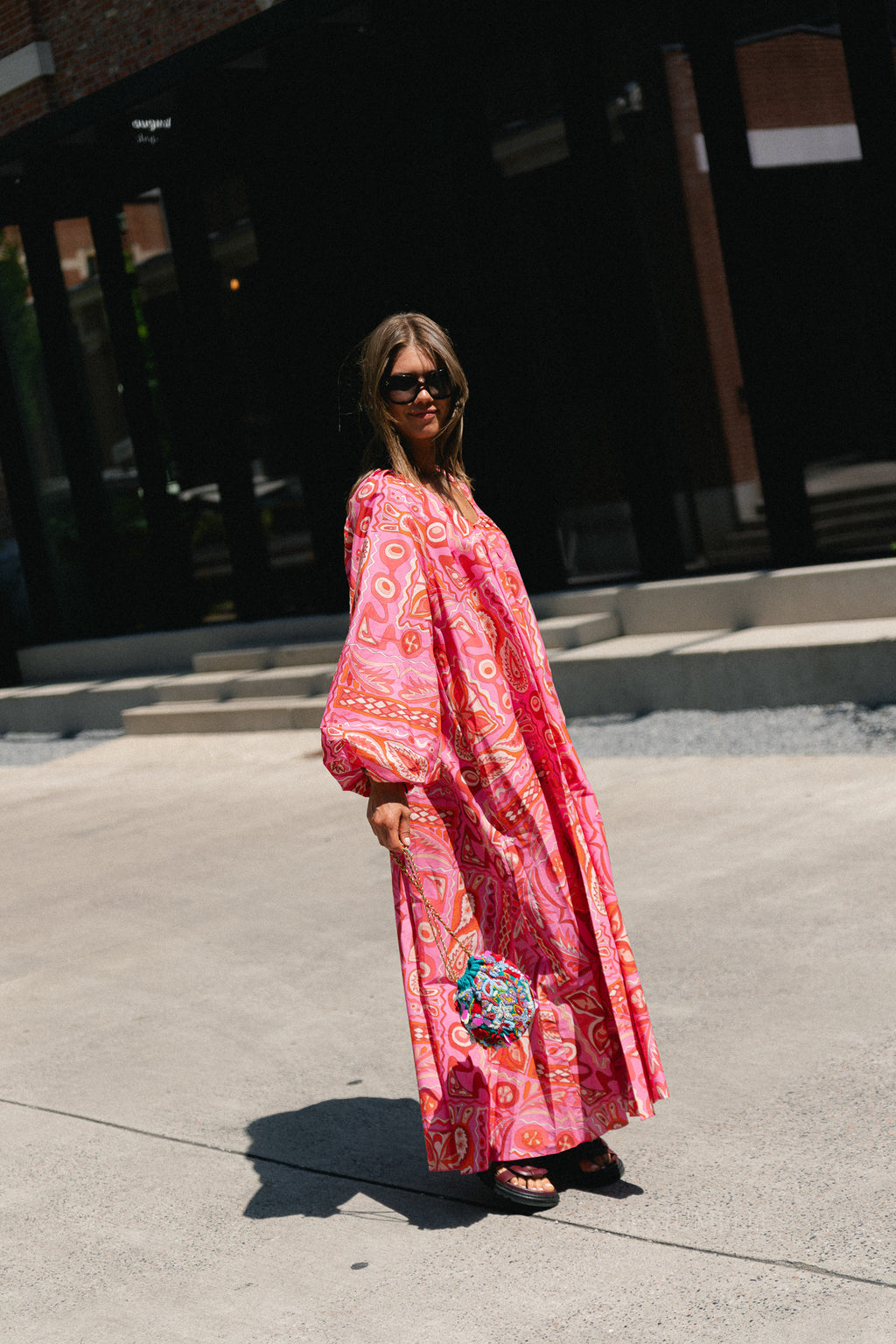 Brigitte dress seventies print fuchsia