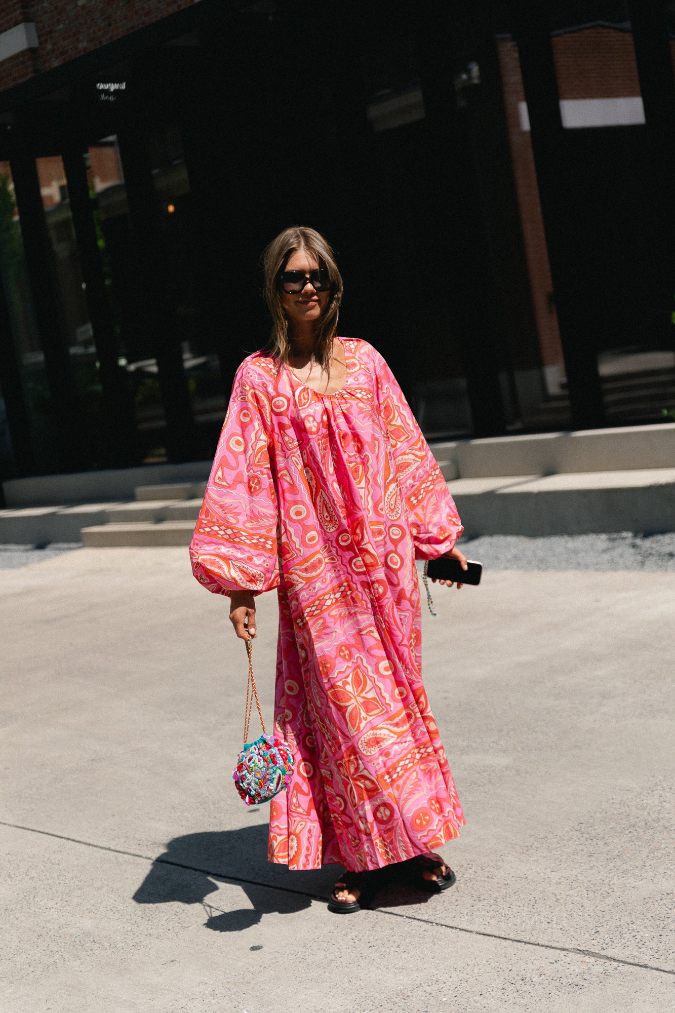 Brigitte dress seventies print fuchsia