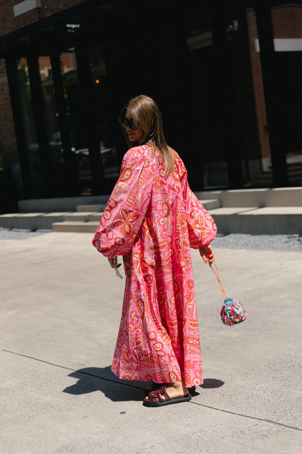 Brigitte dress seventies print fuchsia