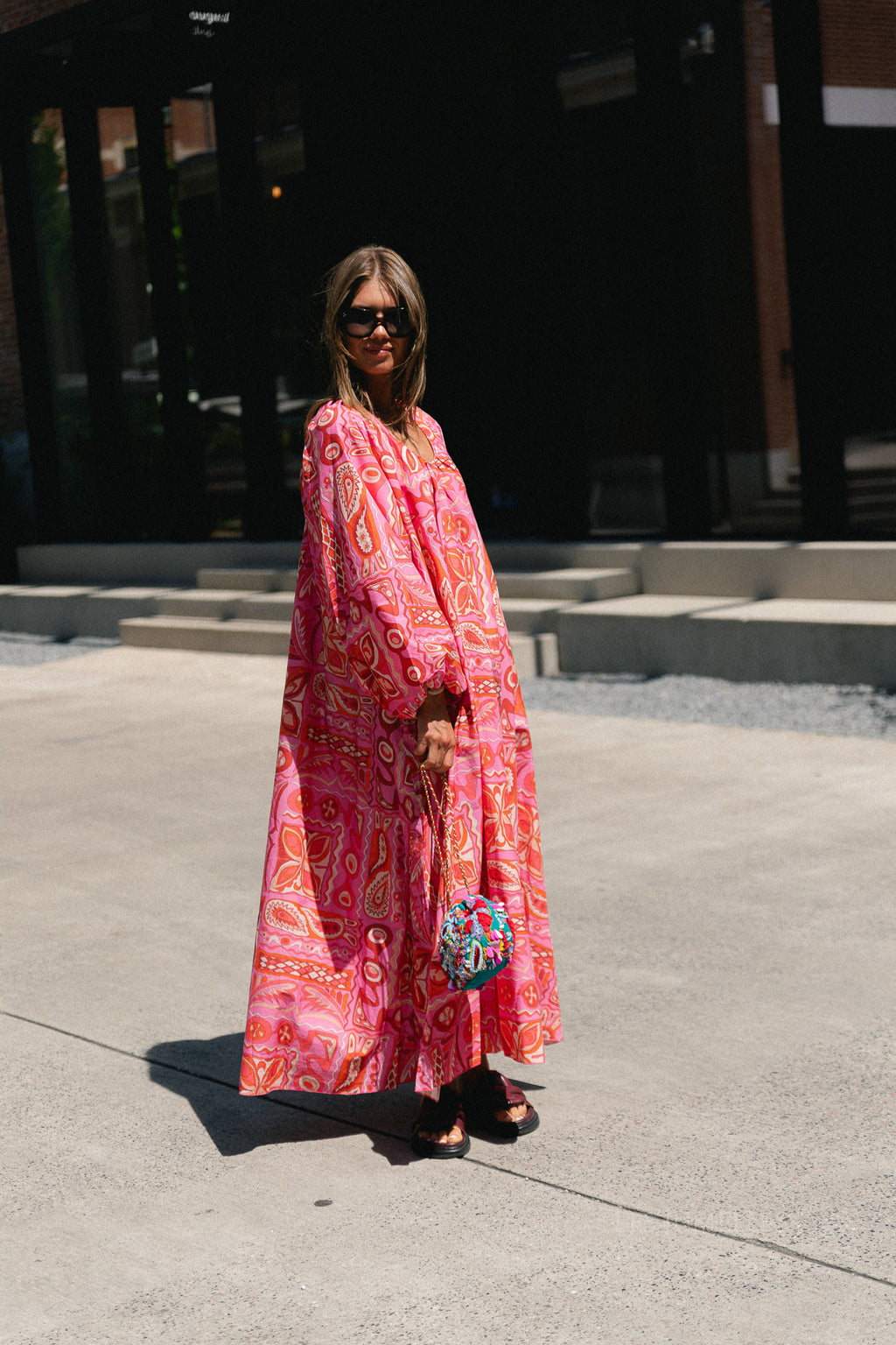 Brigitte dress seventies print fuchsia