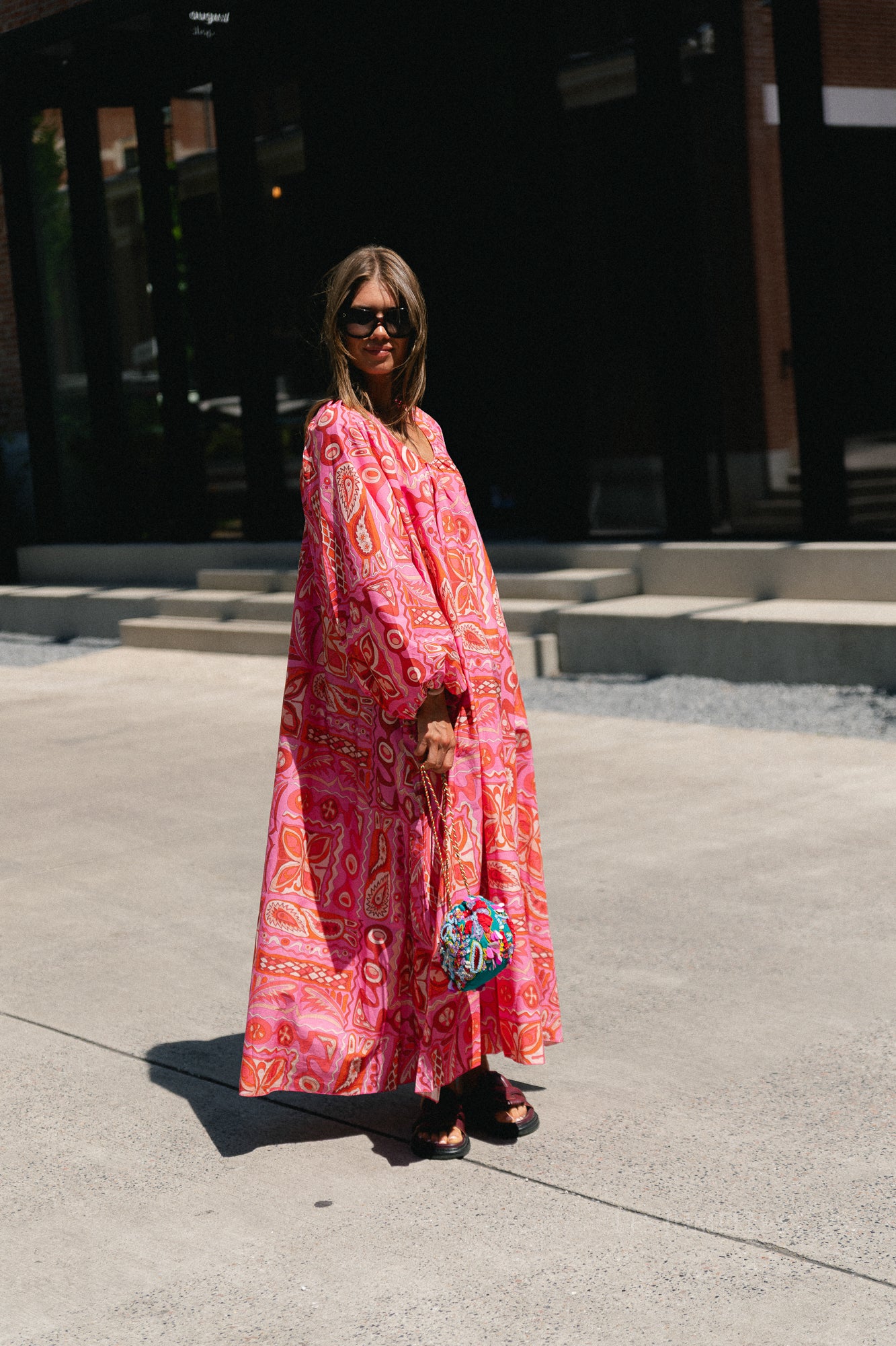 Brigitte dress seventies print fuchsia
