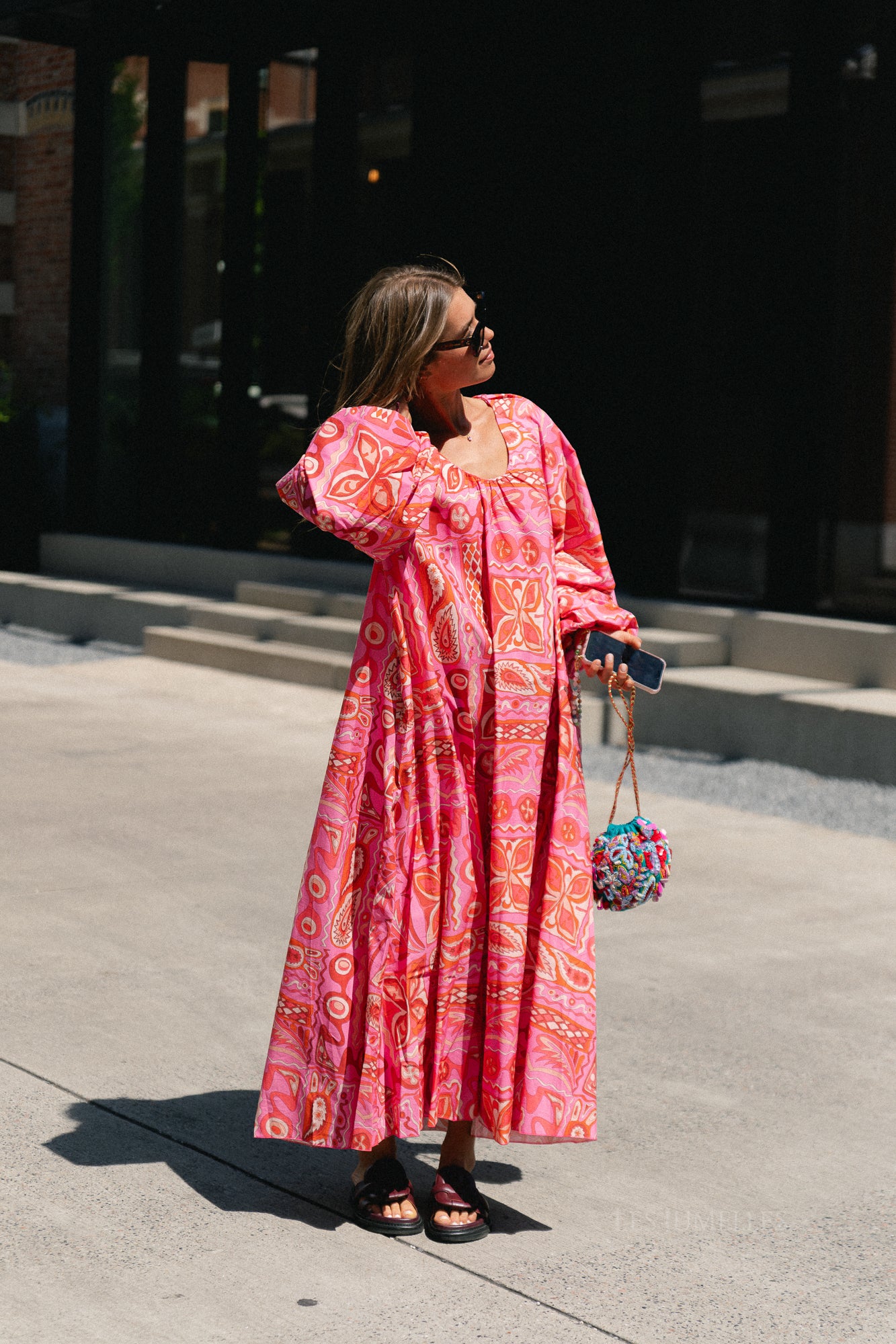 Brigitte dress seventies print fuchsia