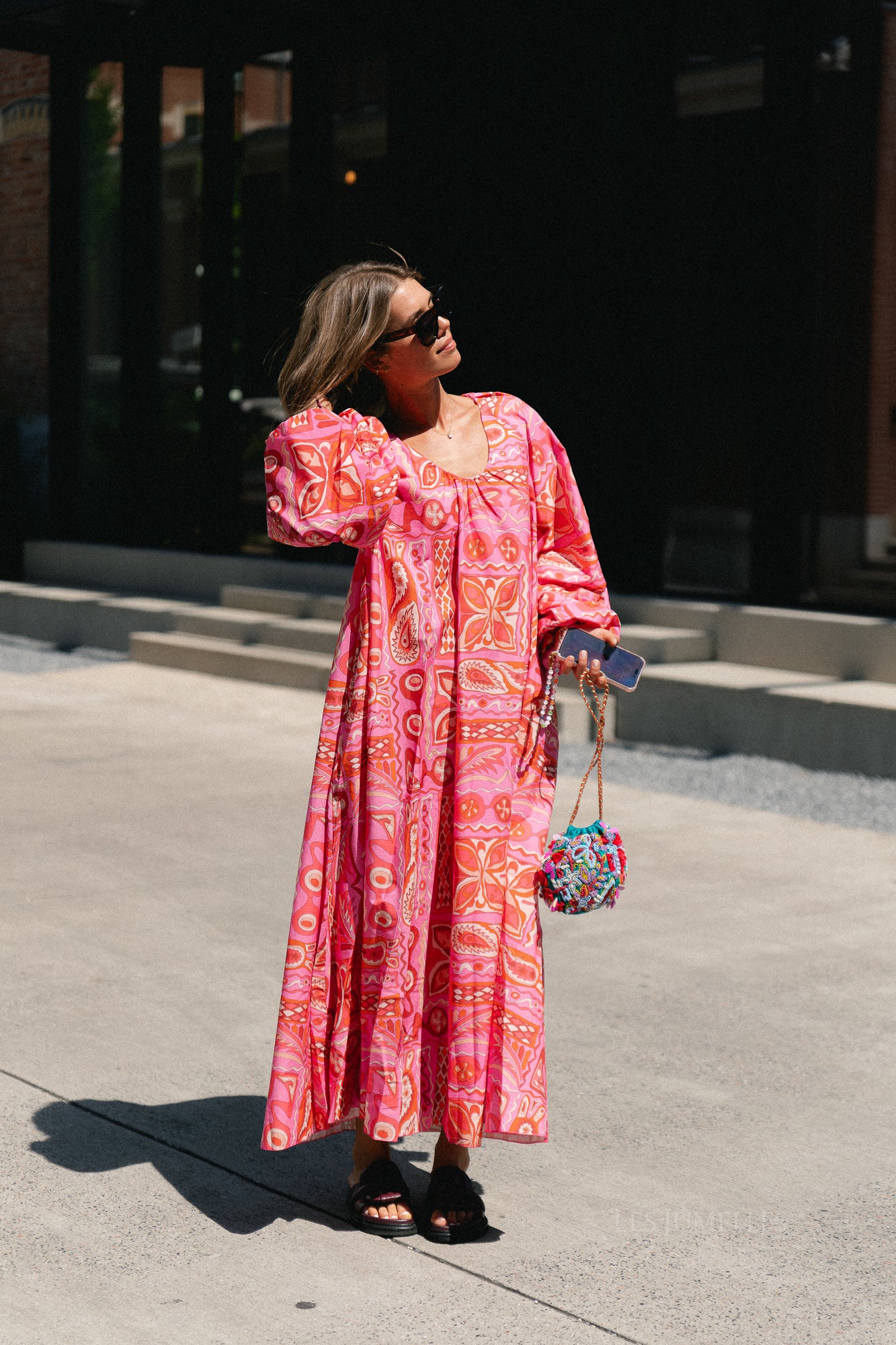 Brigitte dress seventies print fuchsia