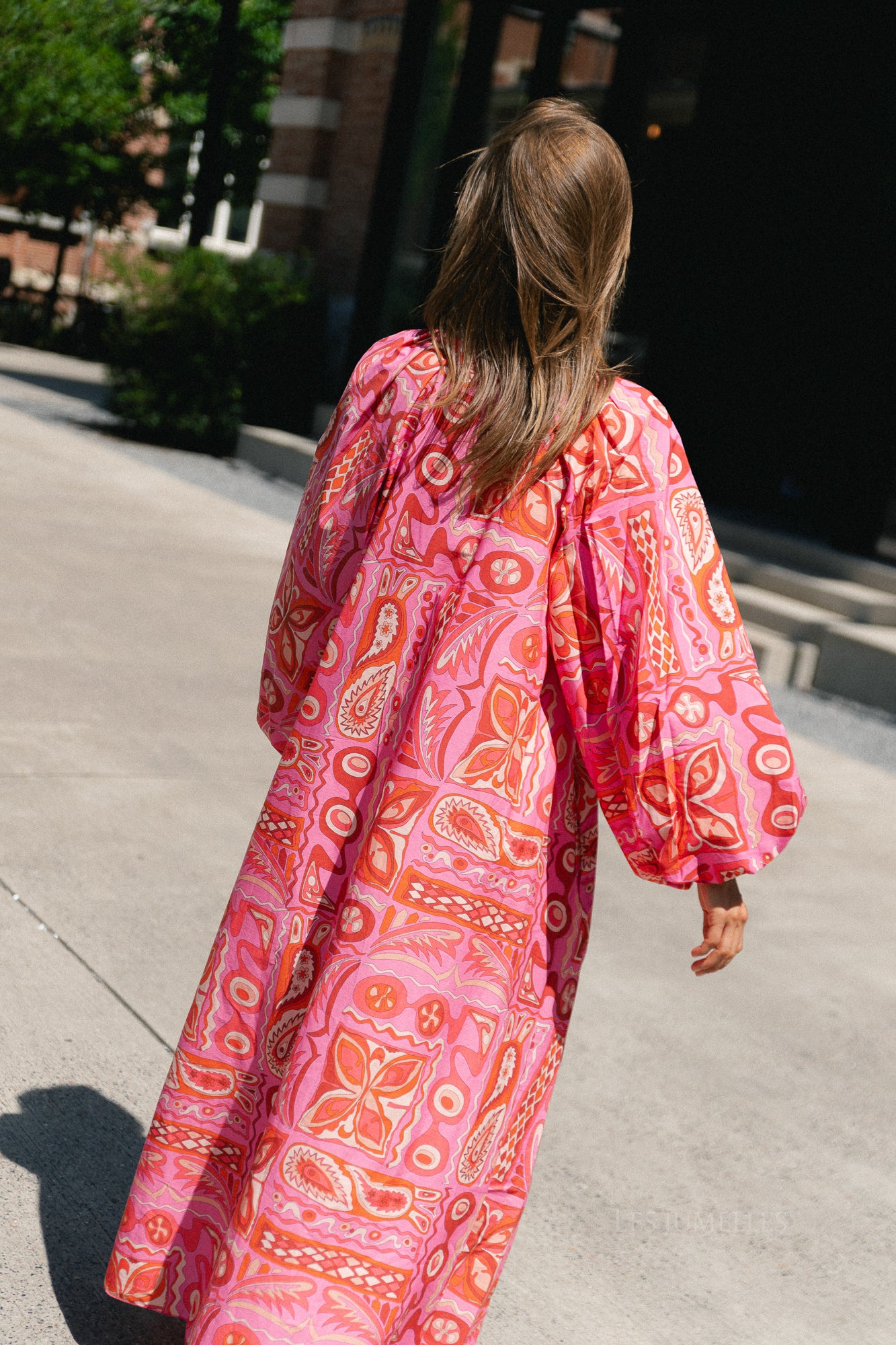 Brigitte dress seventies print fuchsia
