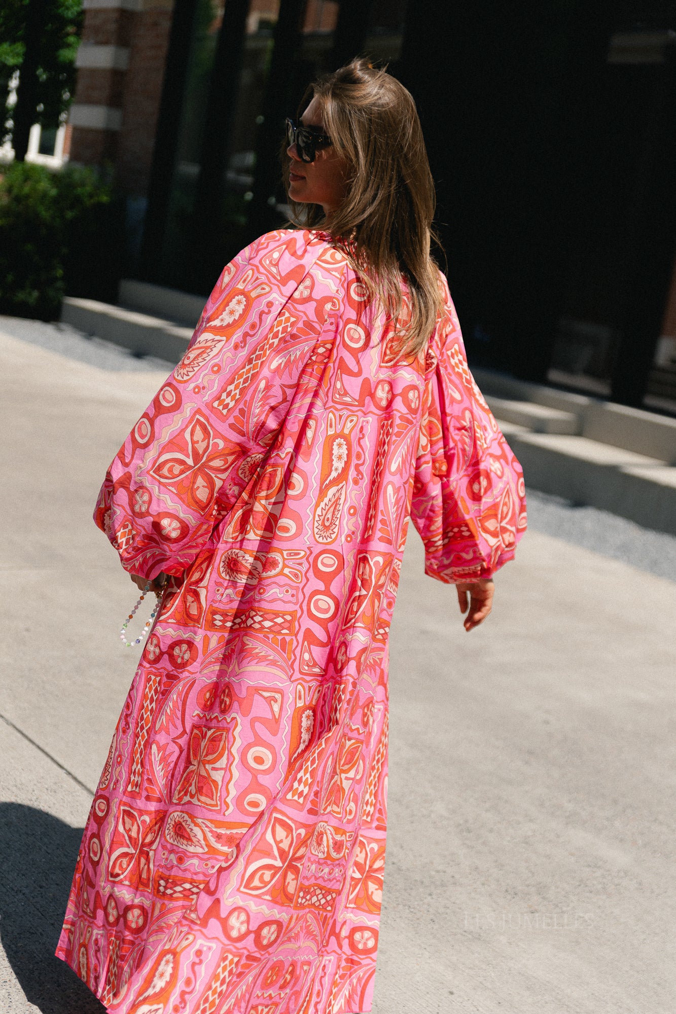 Brigitte dress seventies print fuchsia