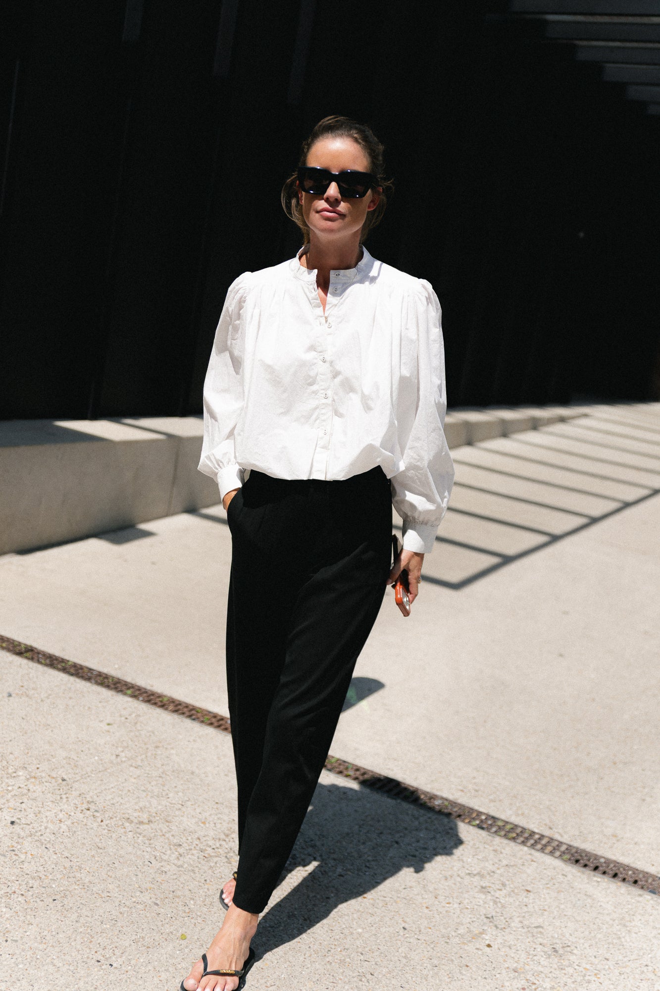 OBJLisa HW ankle barrel pant black