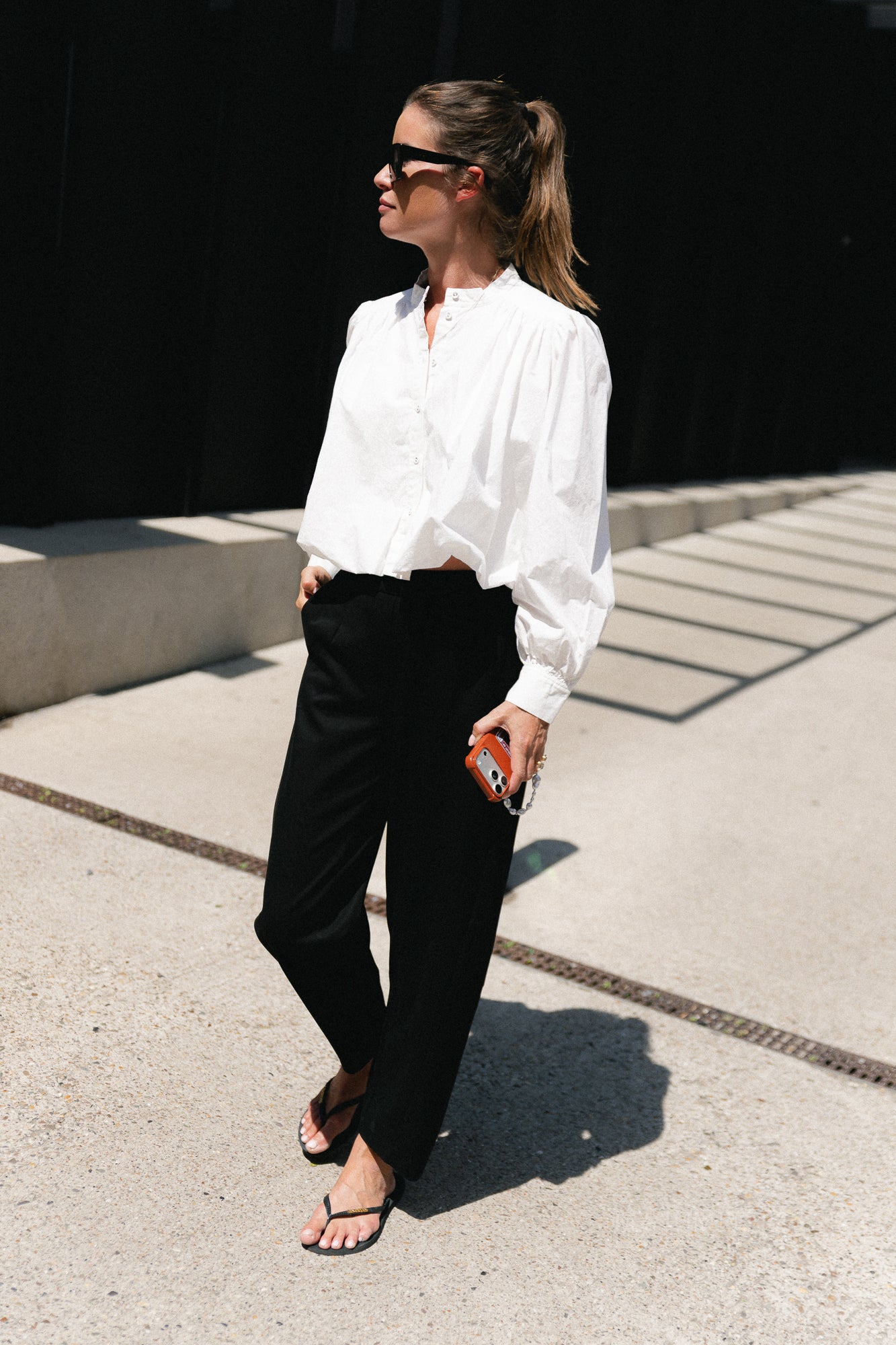 OBJLisa HW ankle barrel pant black