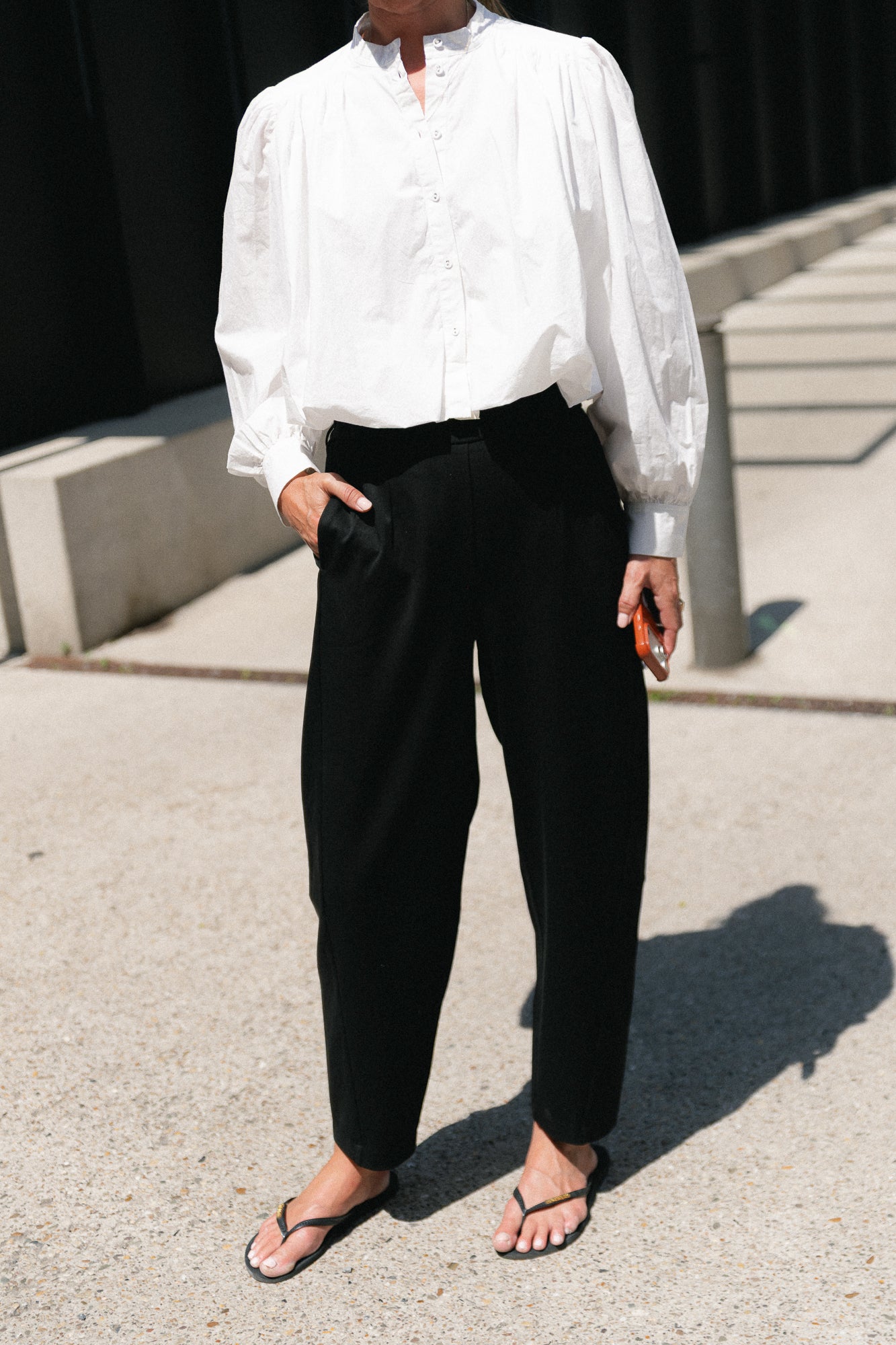 OBJLisa HW ankle barrel pant black