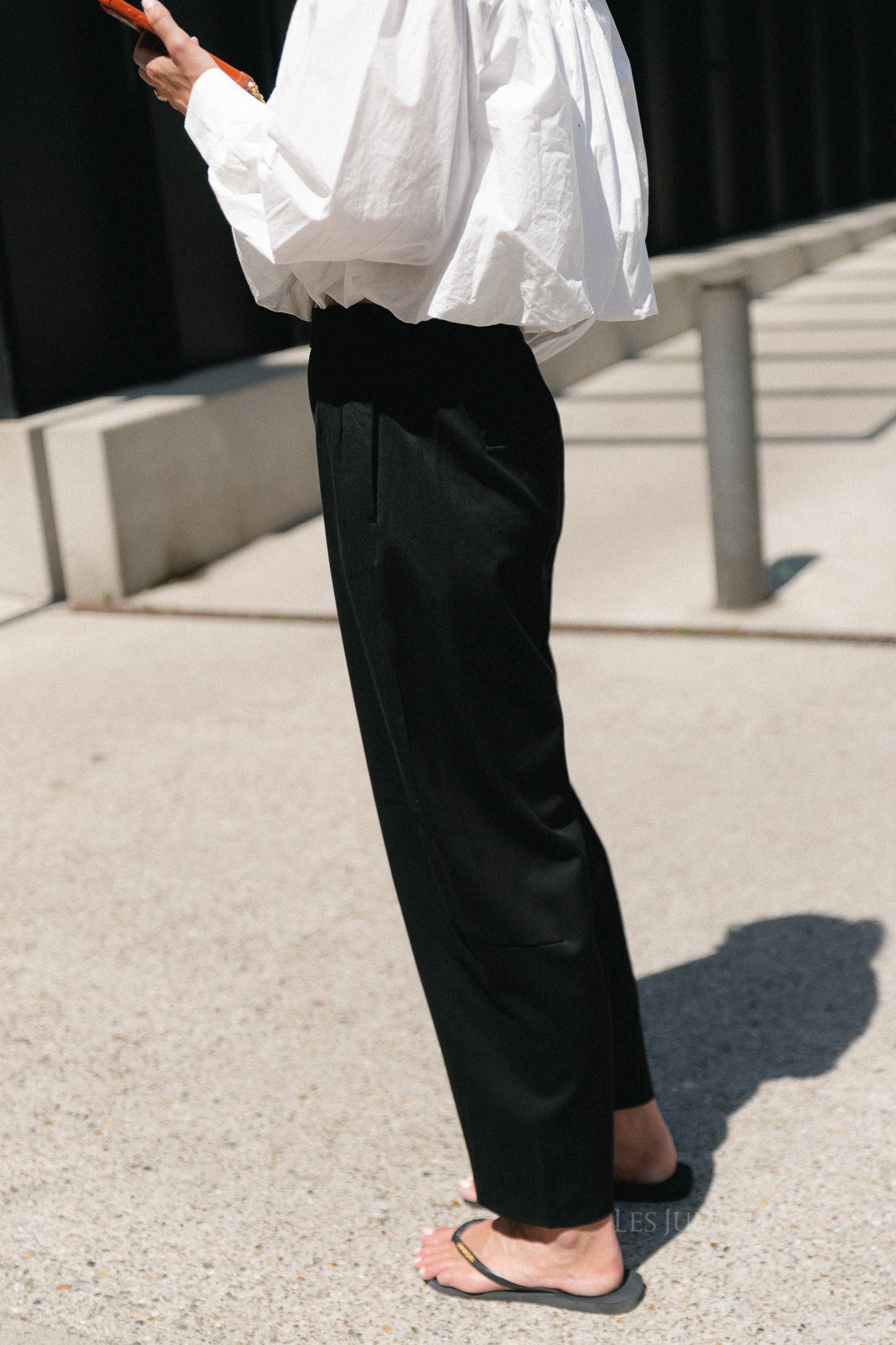 OBJLisa HW ankle barrel pant black
