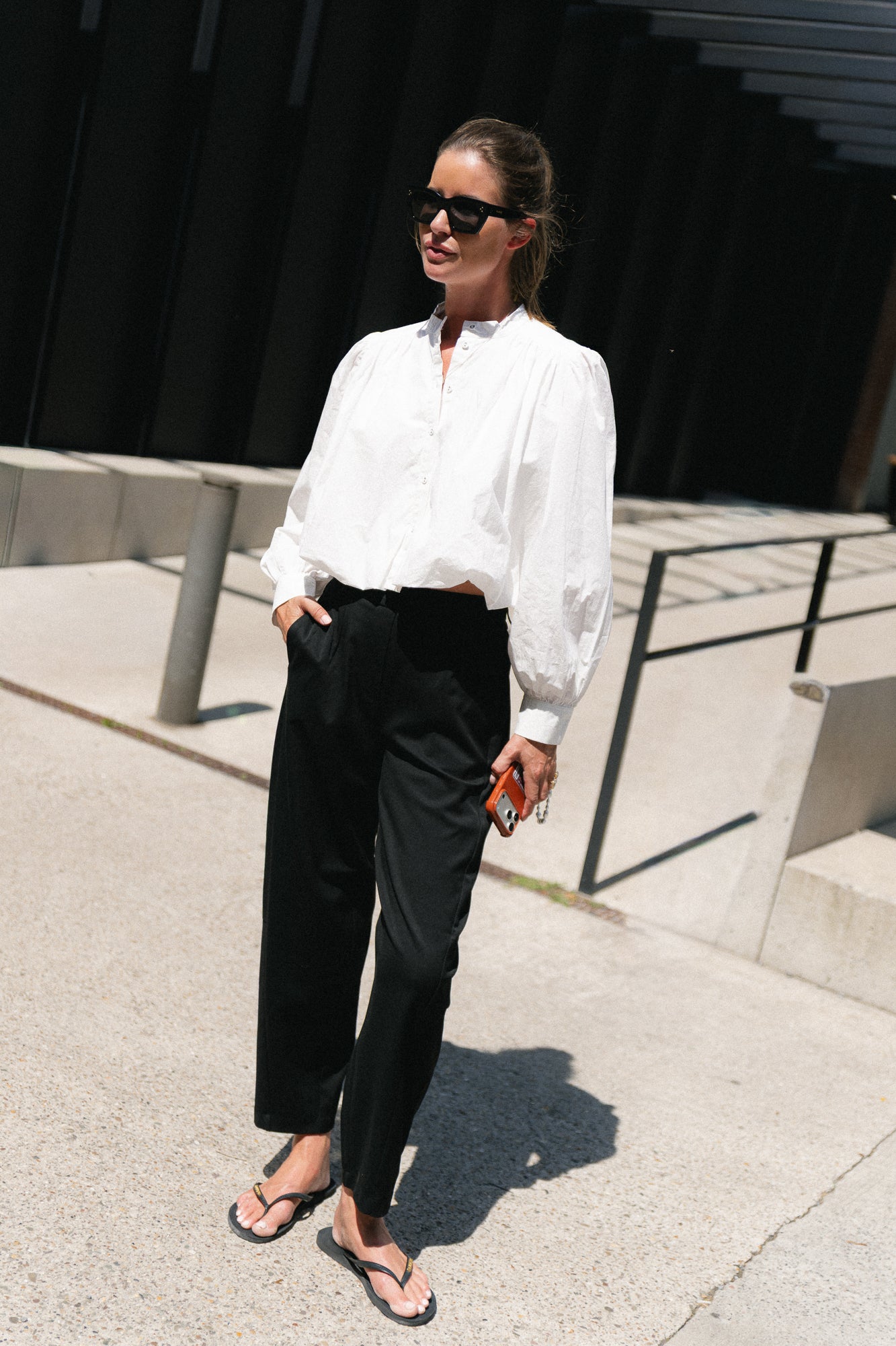 OBJLisa HW ankle barrel pant black