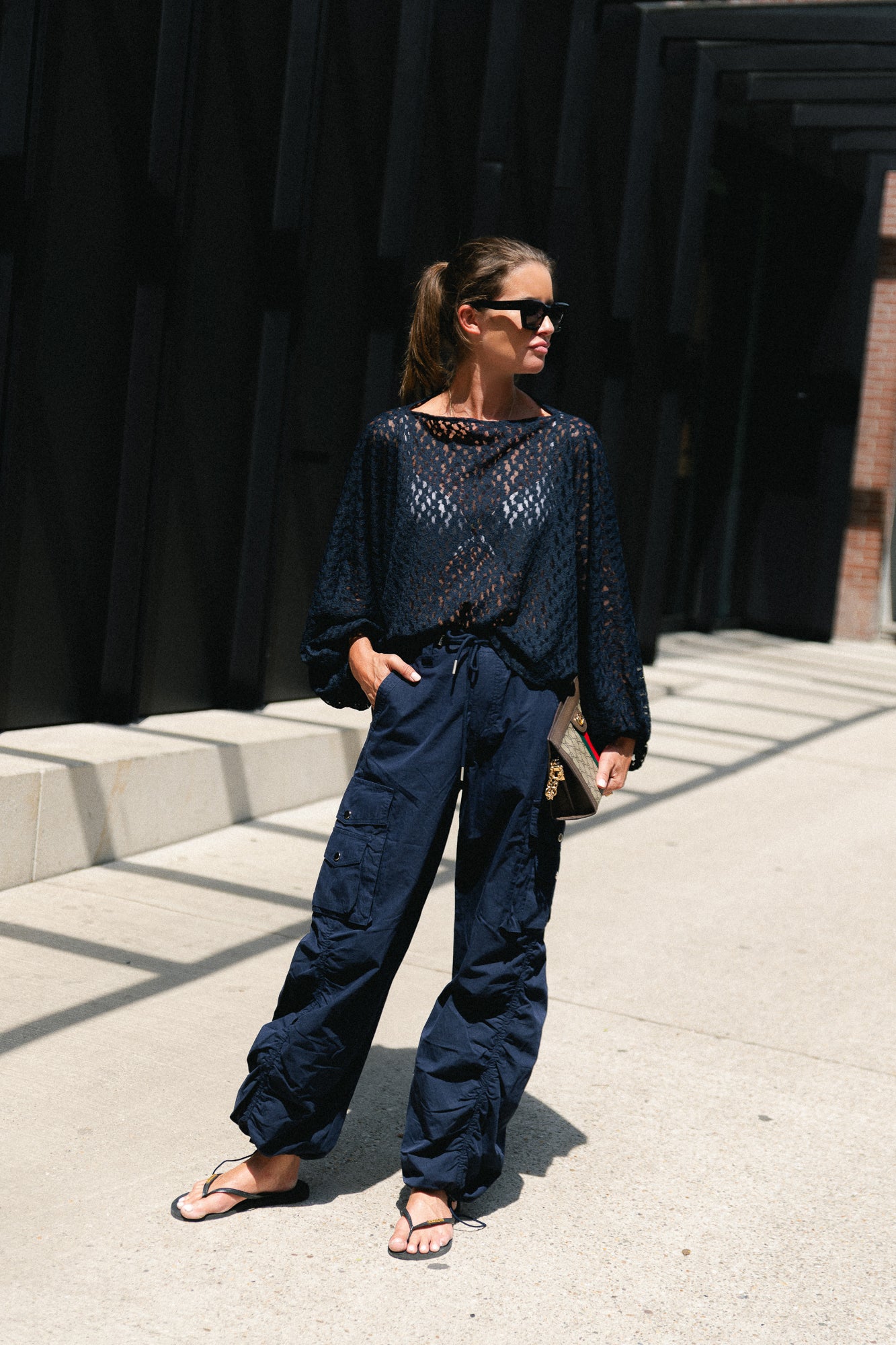 Monica lace blouse navy
