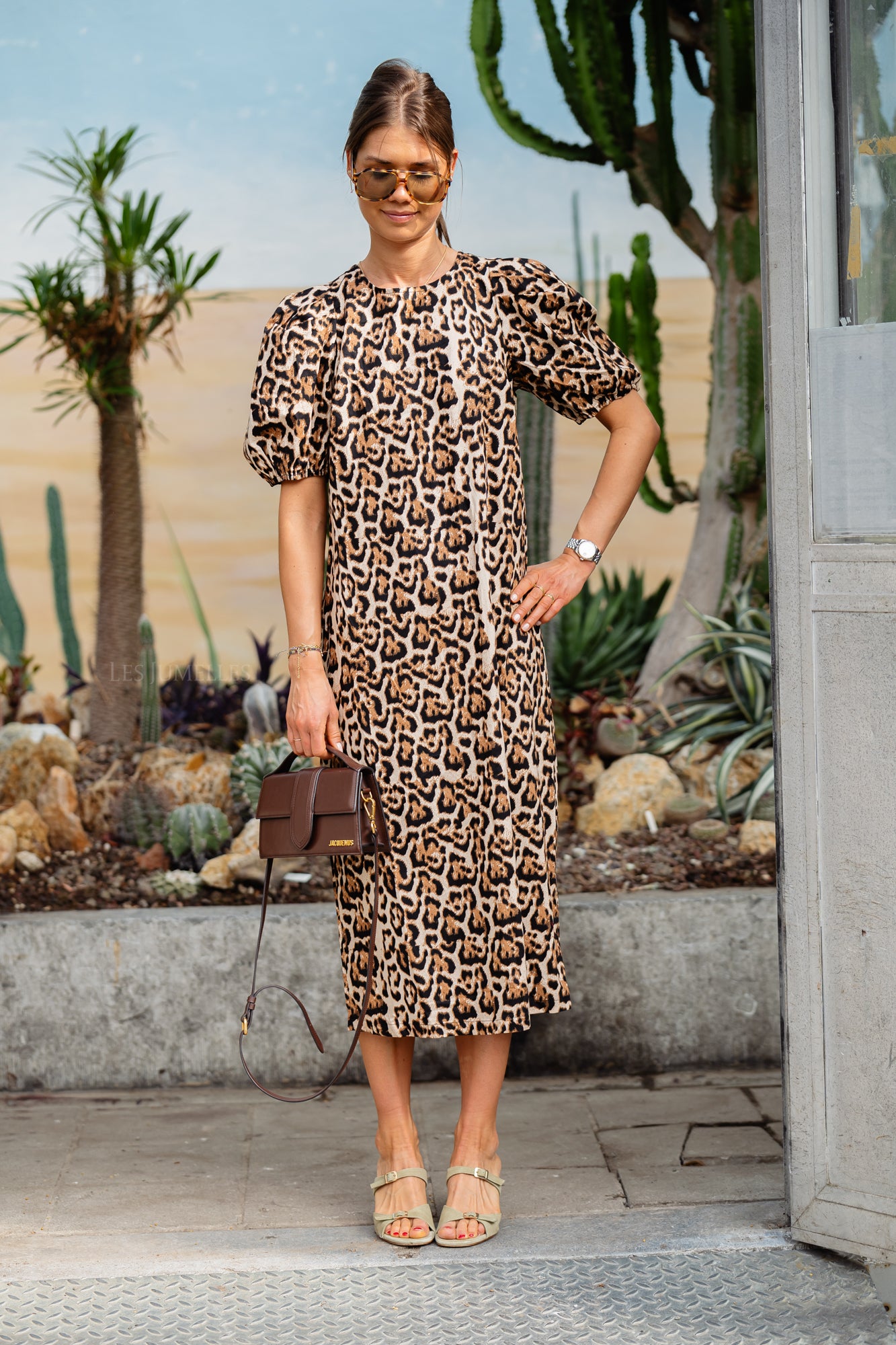 ViChia S/S midi jurk berken/leopard