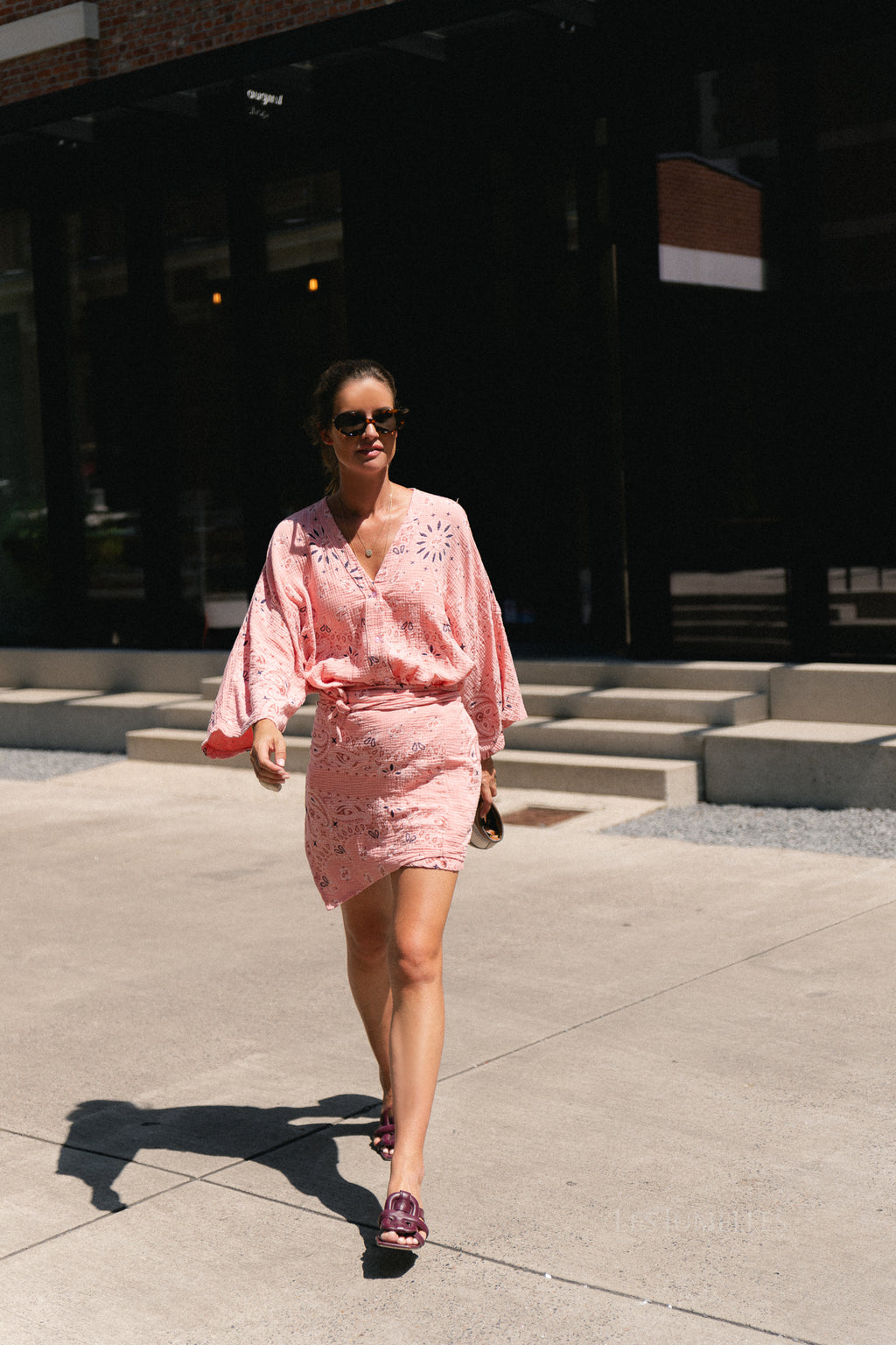Lauren paisley print wrap dress old rose