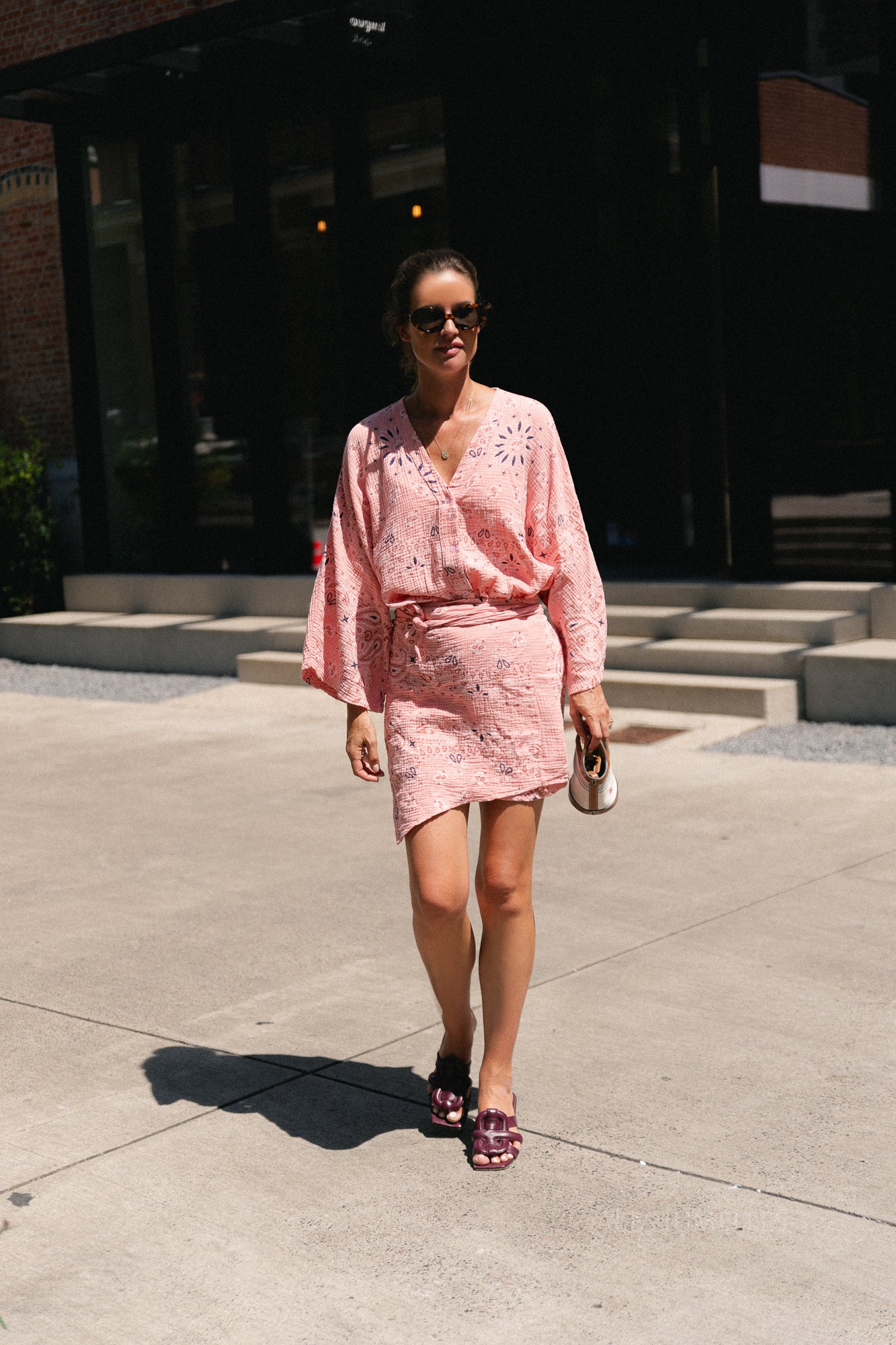 Lauren paisley print wrap dress old rose