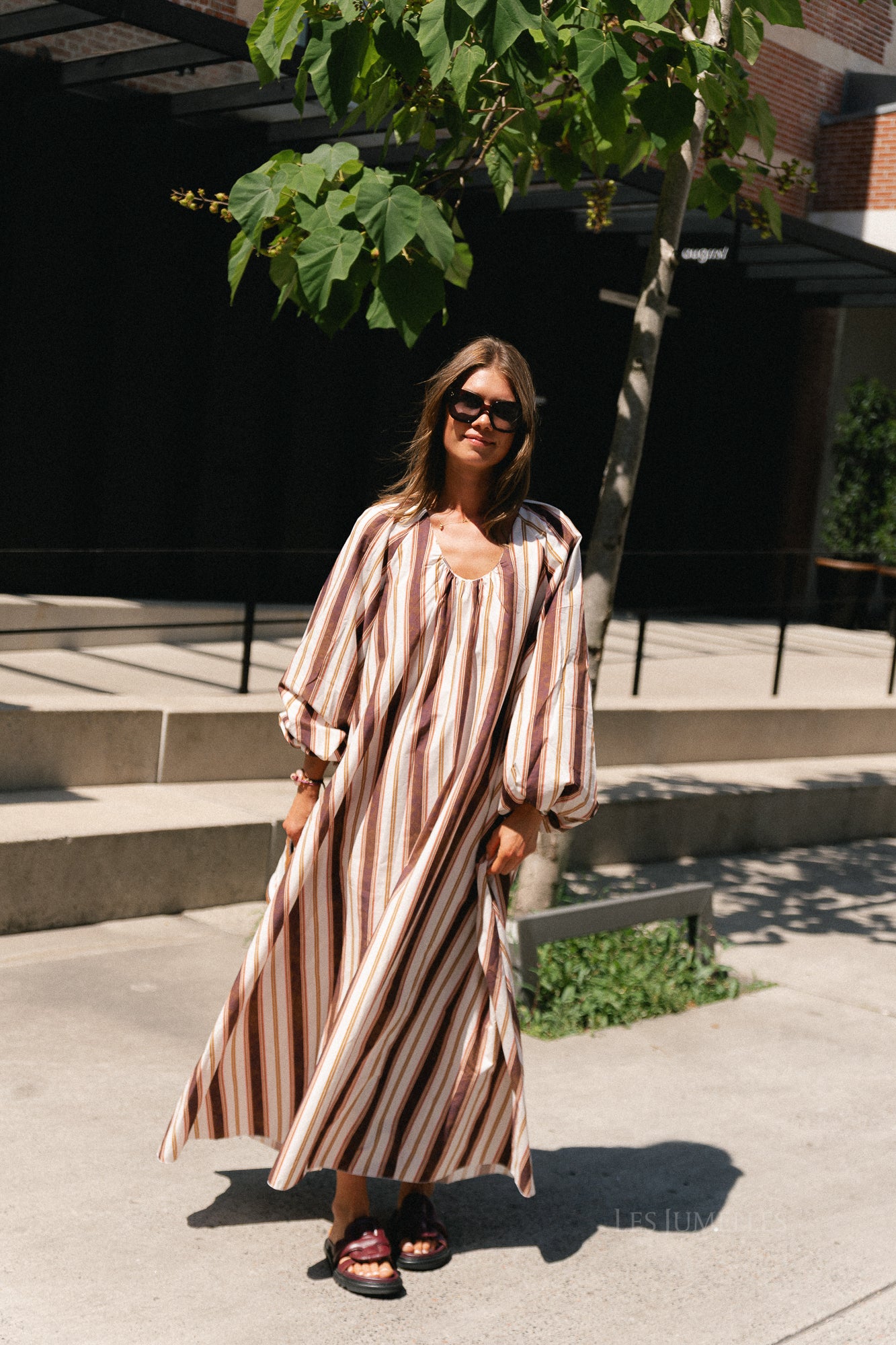 Brigitte dress hot chocolate stripes