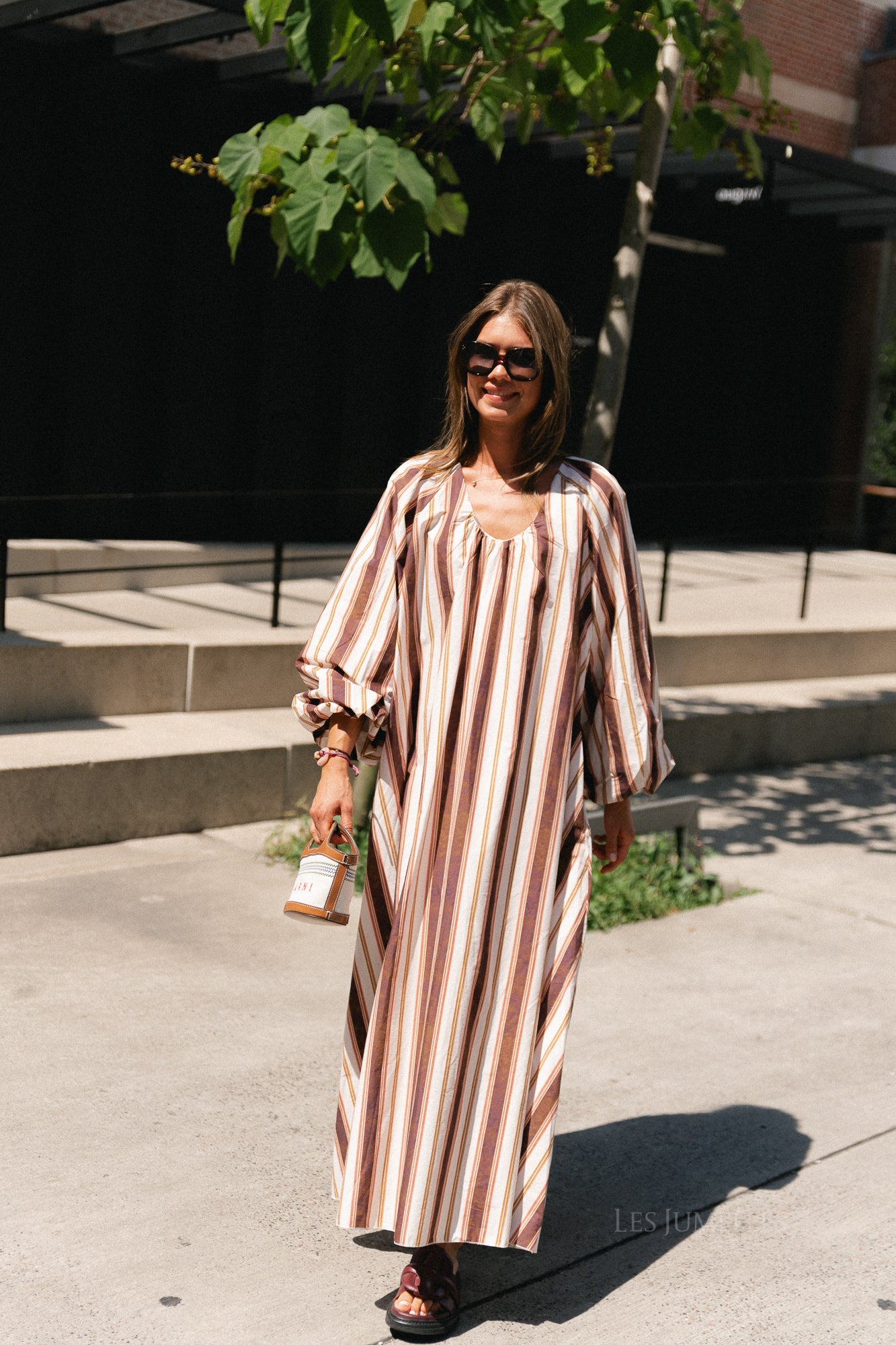 Brigitte dress hot chocolate stripes