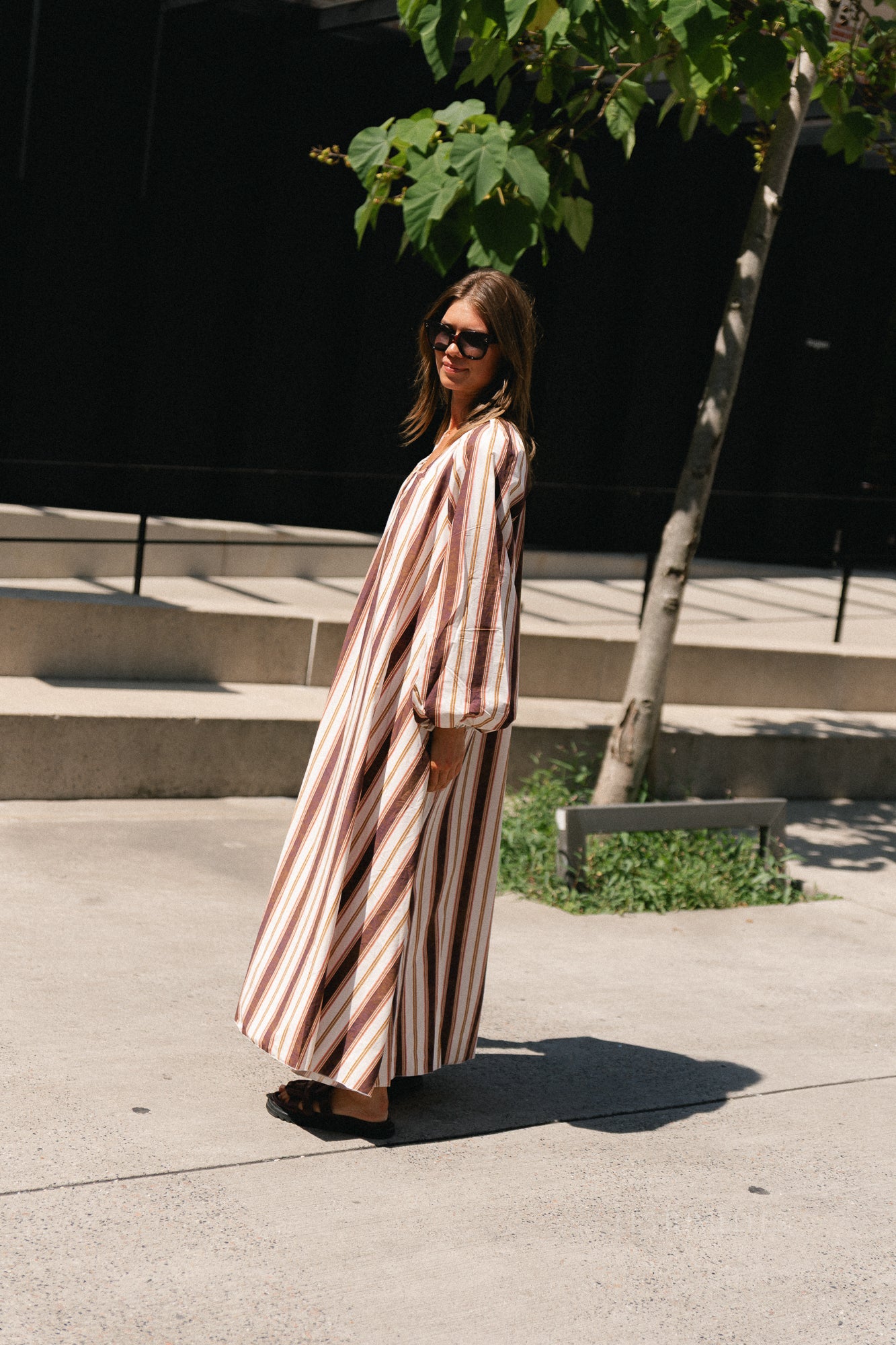 Brigitte dress hot chocolate stripes