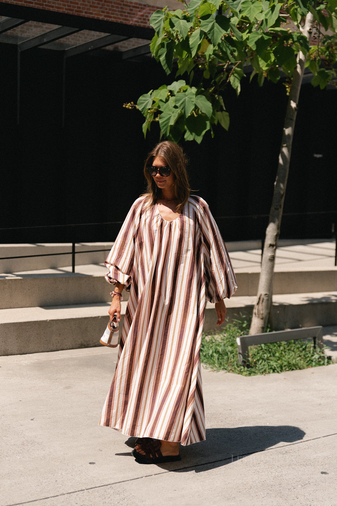 Brigitte dress hot chocolate stripes