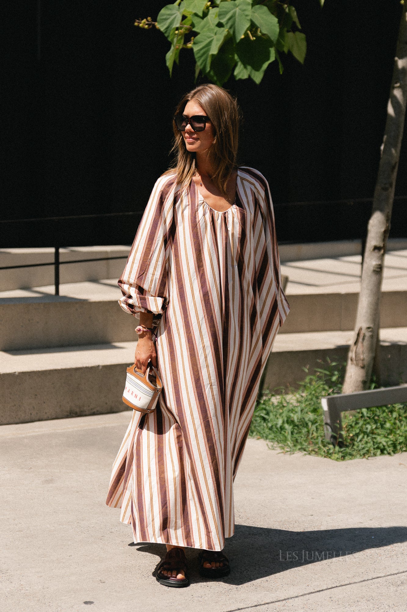 Brigitte dress hot chocolate stripes