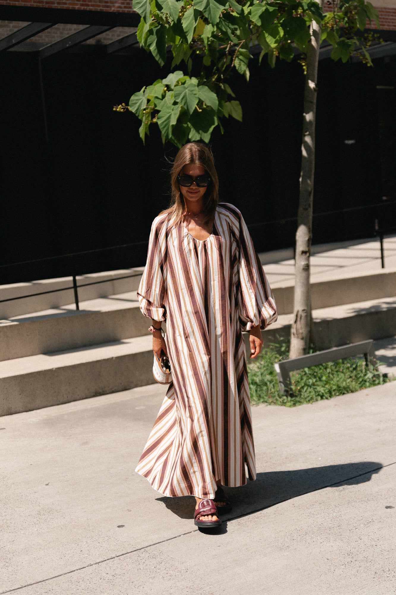 Brigitte dress hot chocolate stripes
